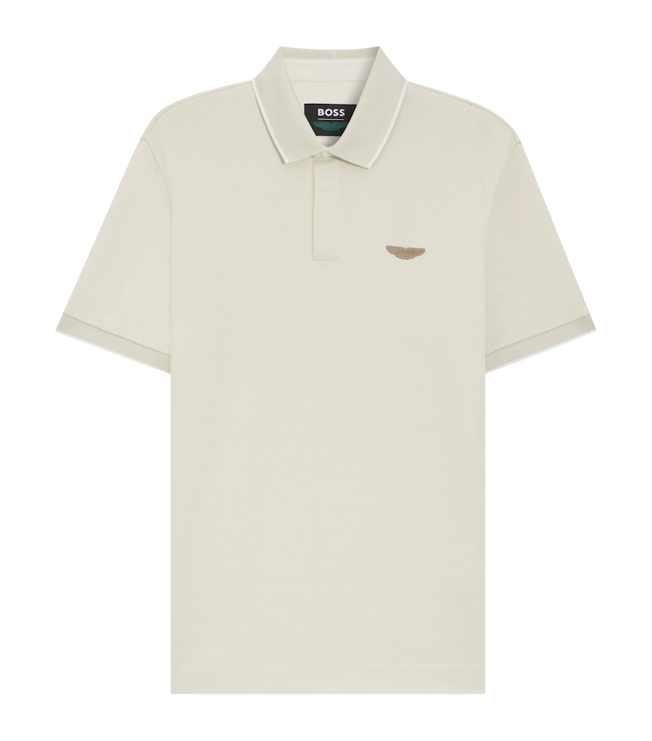 BOSS Mens x Aston Martin Cotton-Wool Polo Shirt Image 1