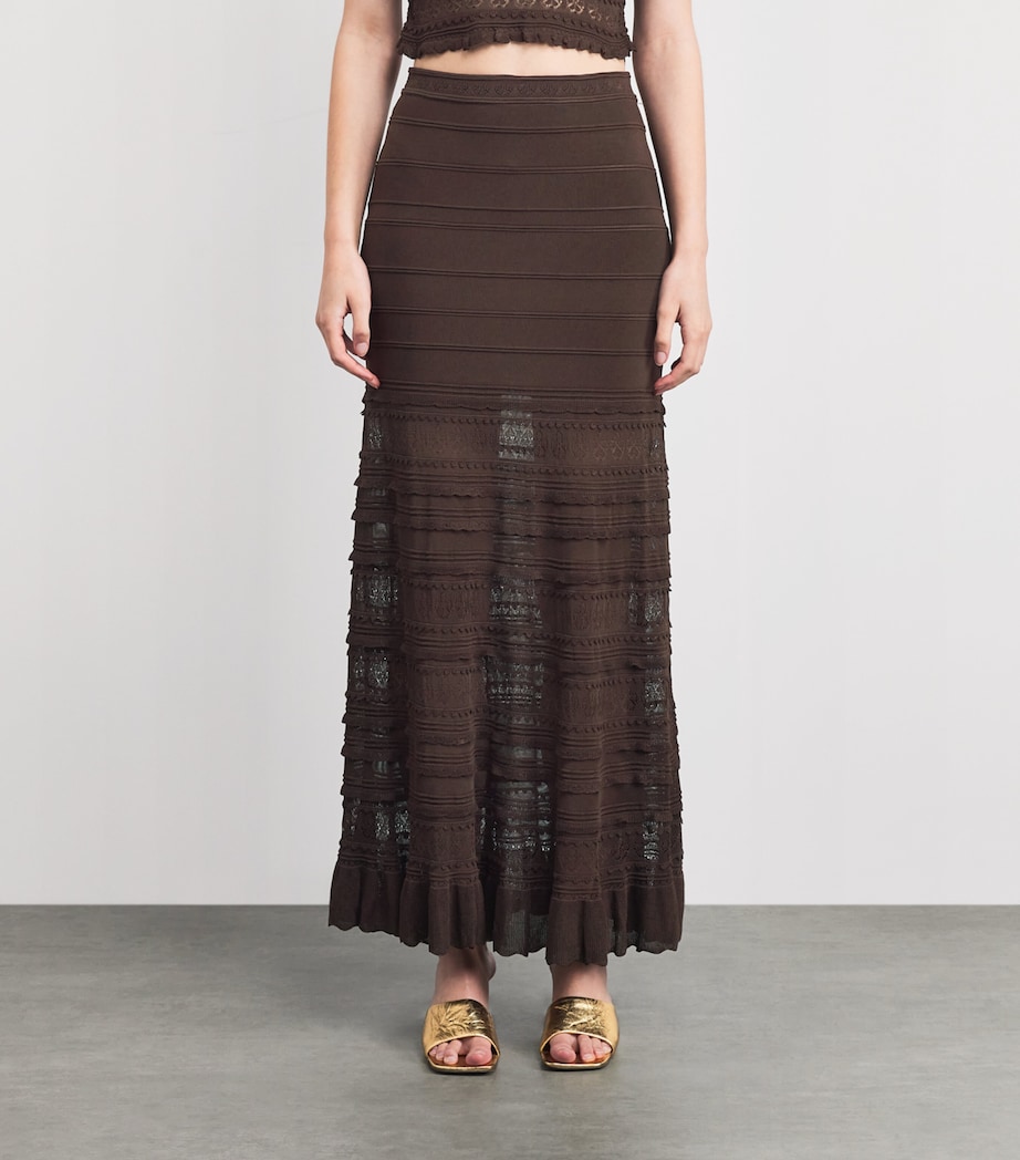 Sandro Paris Womens Panelled Maxi Skirt Brown Image 4