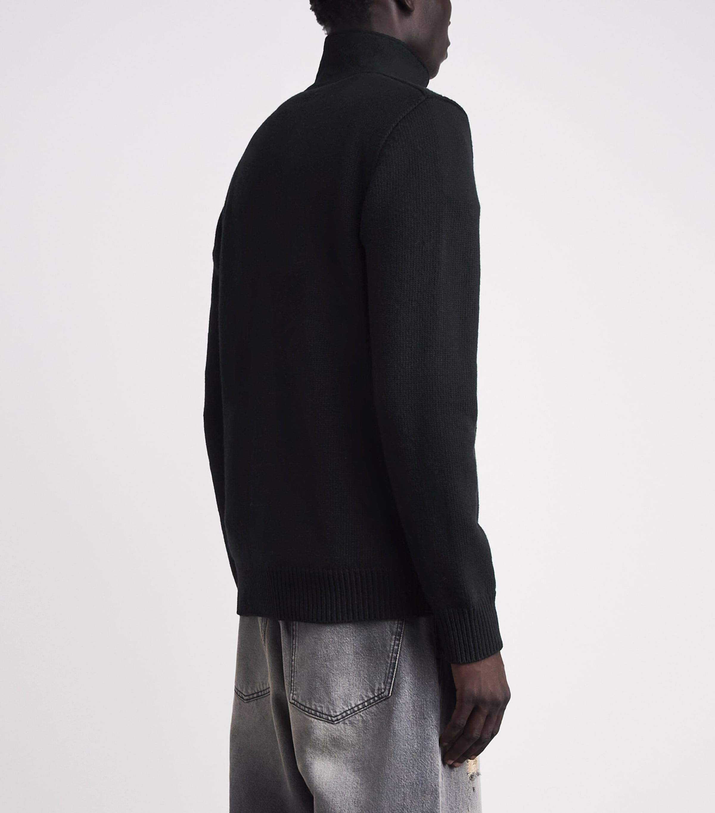 Stone Island Mens Lambswool Stand-Collar Cardigan Image 5