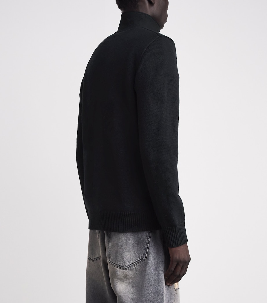Stone Island Mens Lambswool Stand-Collar Cardigan Image 5