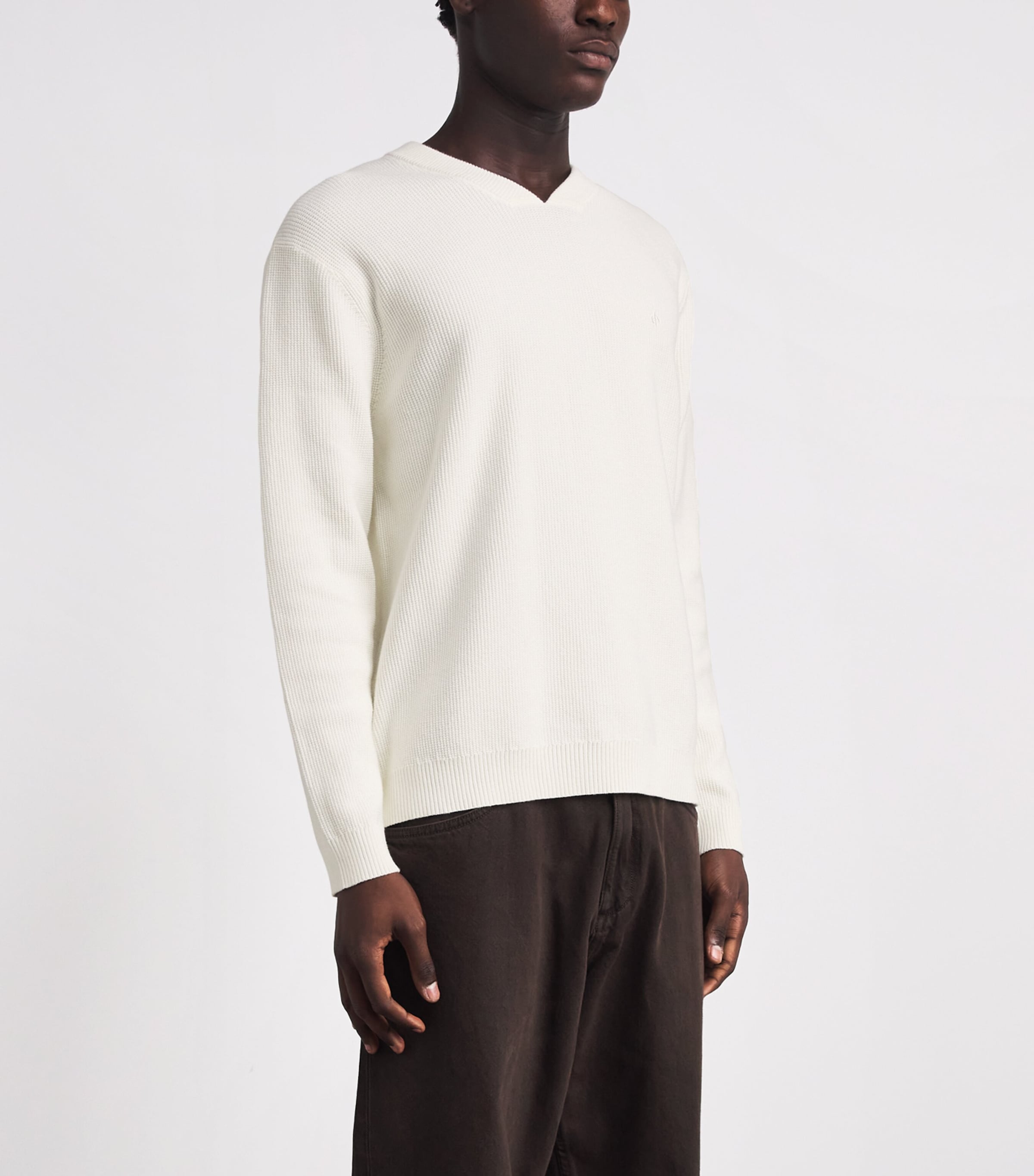 Samsøe Samsøe Mens Saklas V-Neck Sweater Clear Cream Image 4