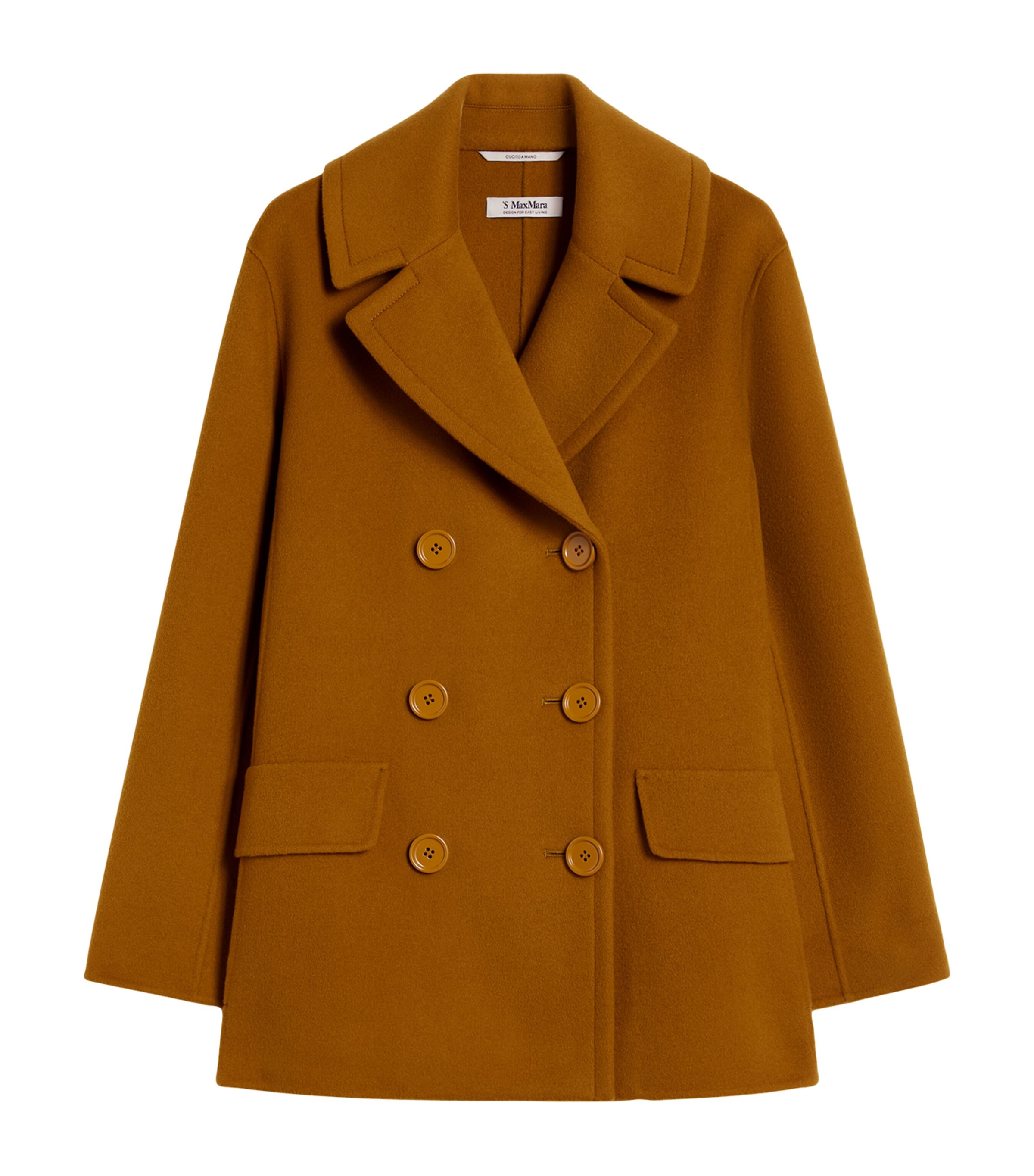 Virgin Wool Double-Breasted Coat MUSTARD Image 1