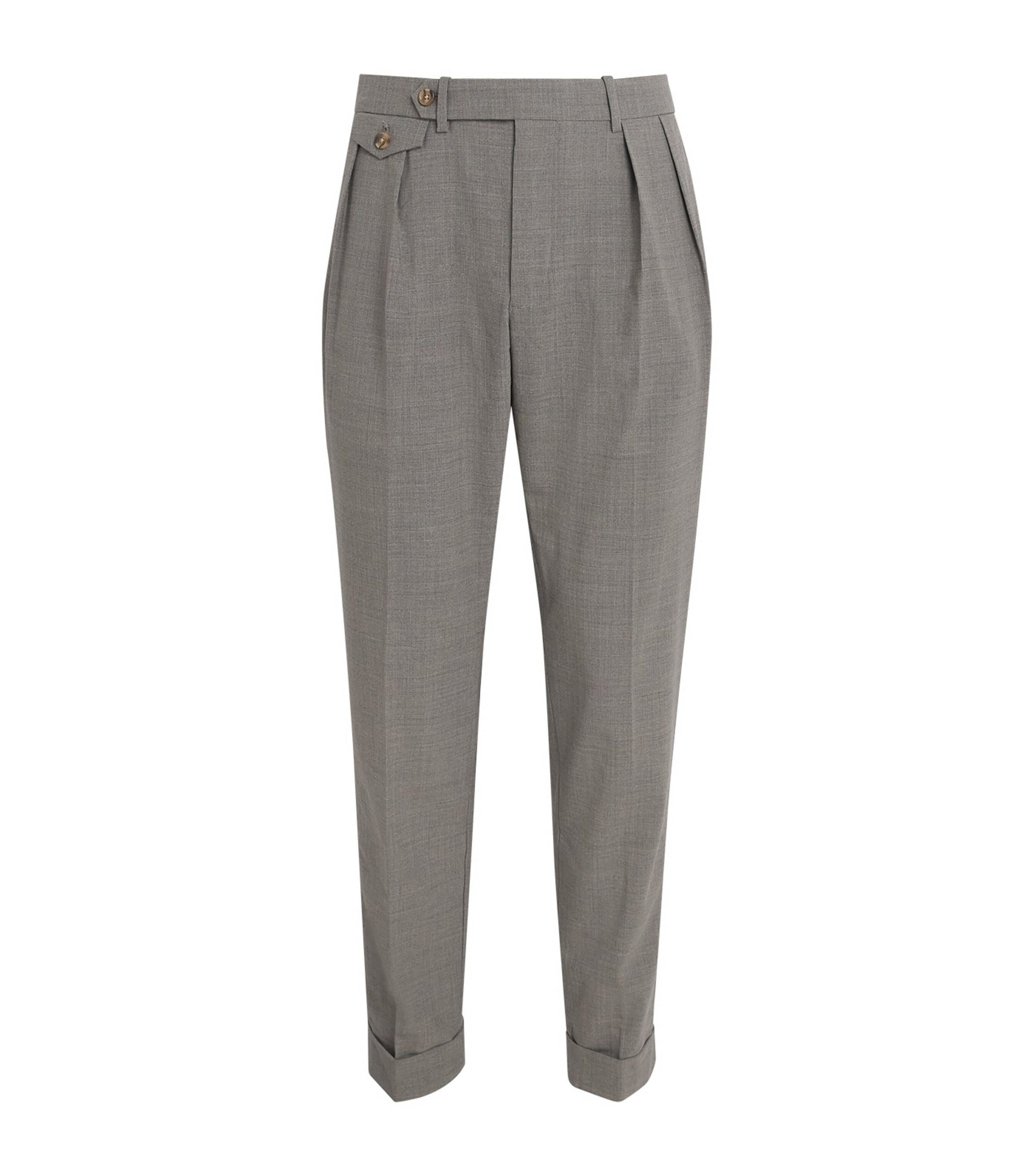 Wool-Blend Slim Trousers GREY Image 1