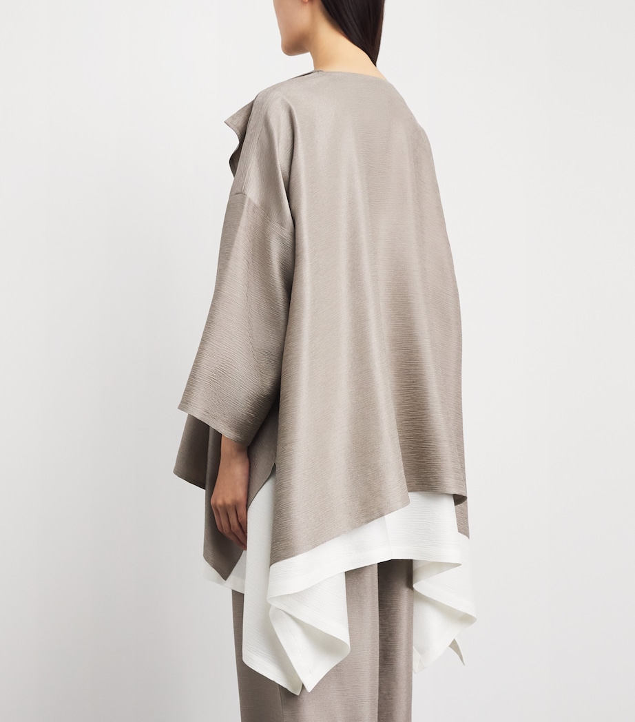 Eskandar Womens Silk Plissé Short Jacket Stone Image 5