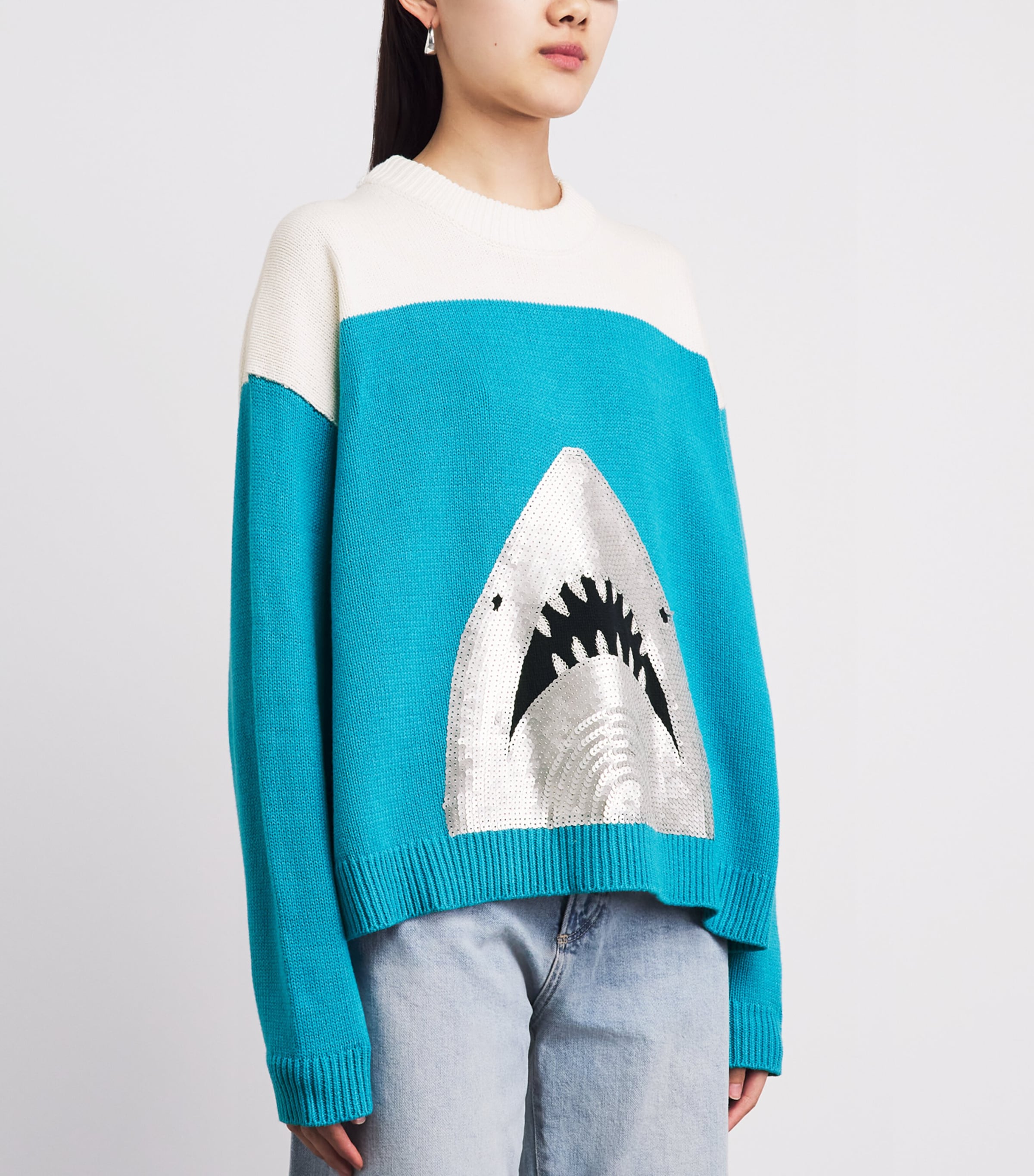 STAUD Womens Cotton-Blend Shark Reya Sweater Grwt Great White Image 4