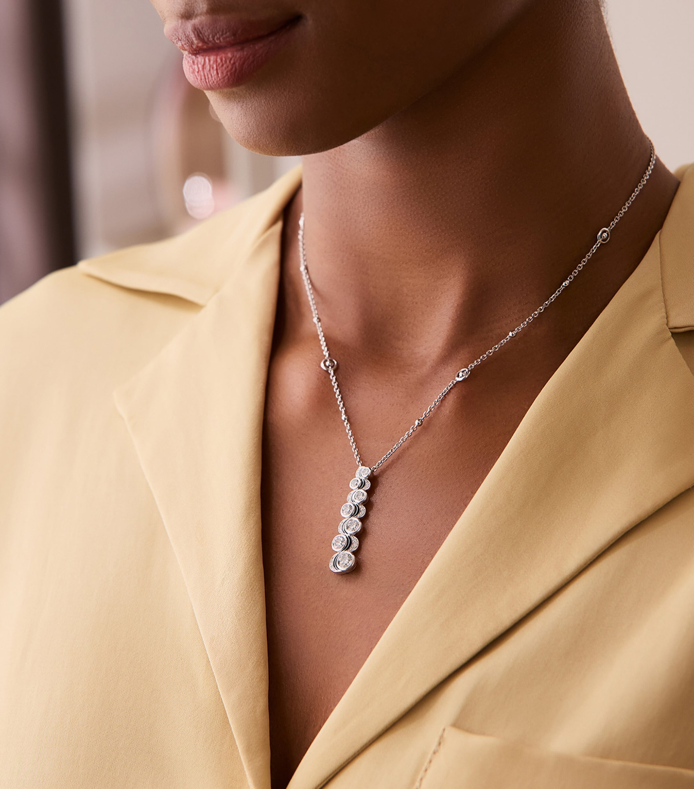 Platinum and Diamond Over the Moon Necklace PLATINUM Image 2