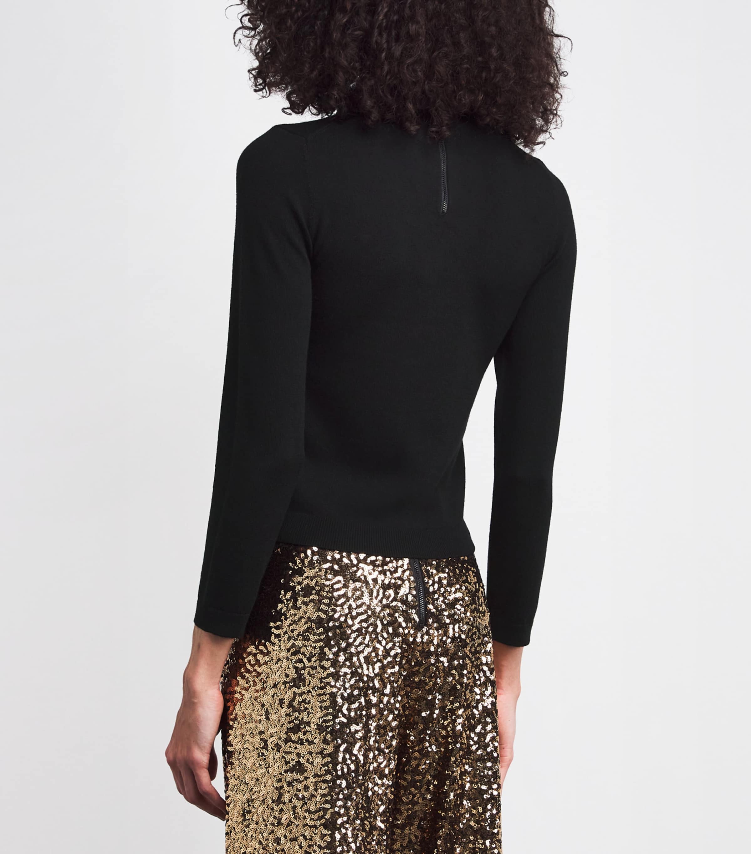 Merino Wool Embellished Porla Sweater A001 BLACK Image 4