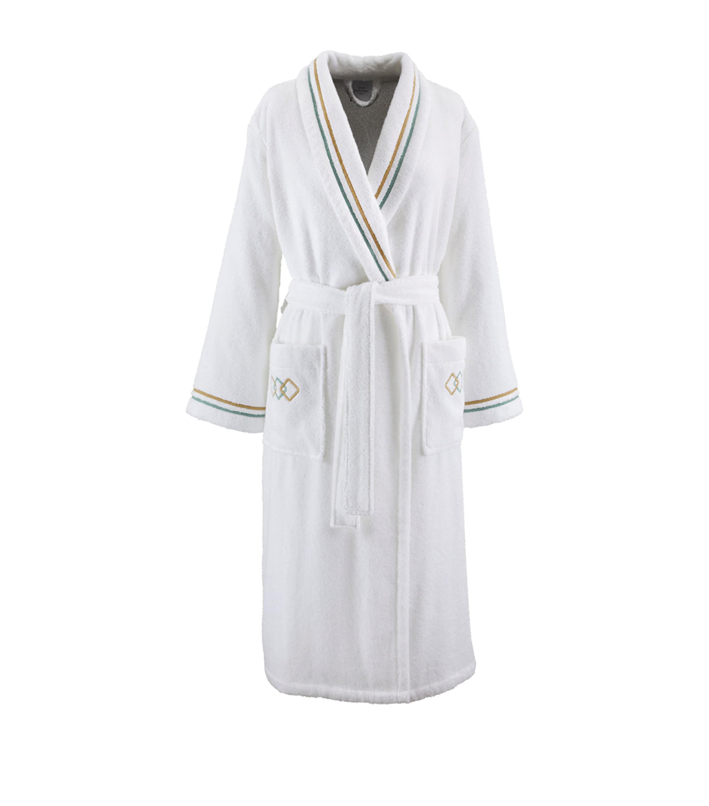 Yves Delorme Womens Cotton-Modal Embroidered Villa Bathrobe White Image 1