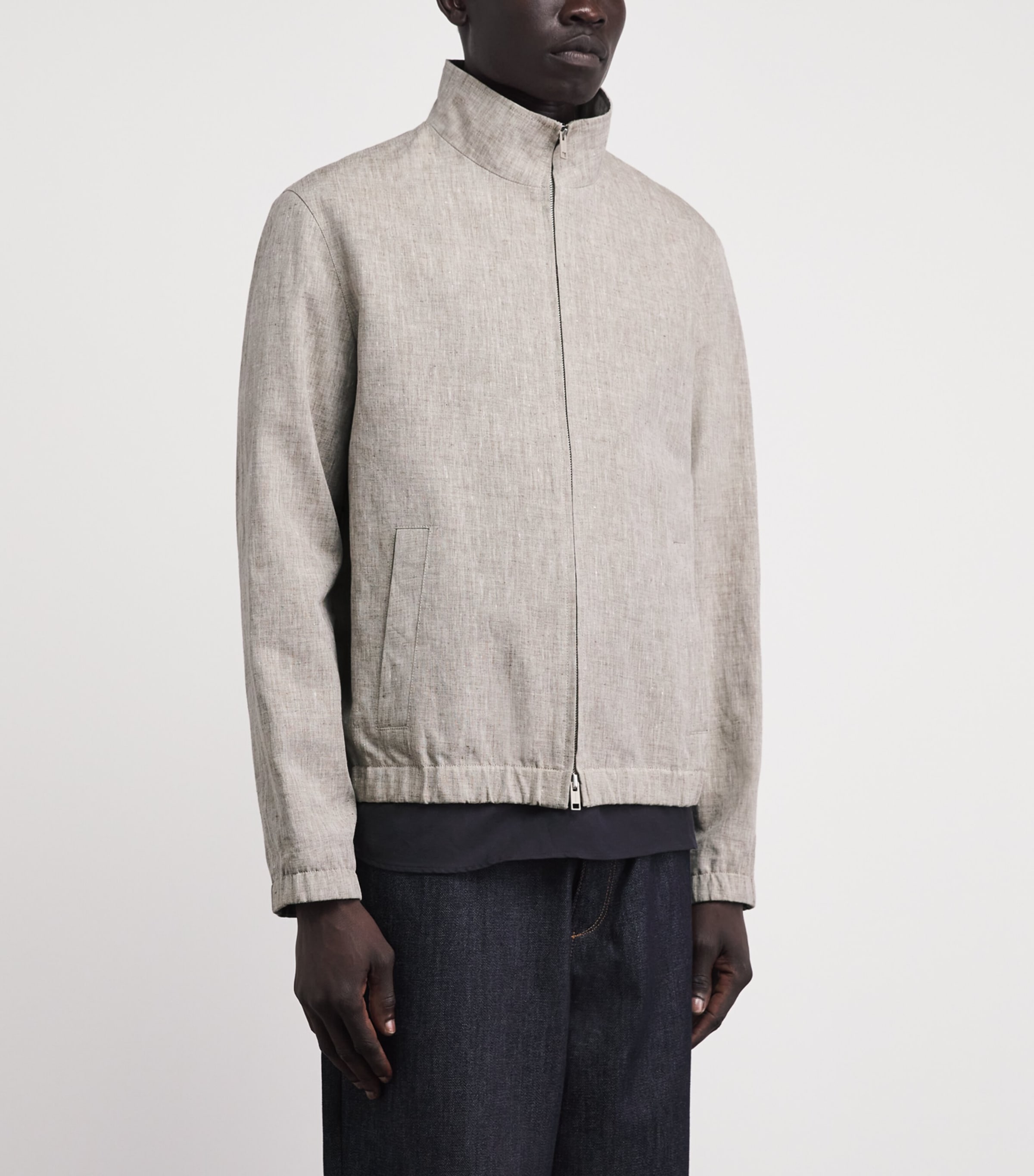 Yves Salomon Mens Linen Zip-Up Jacket Lin Image 4