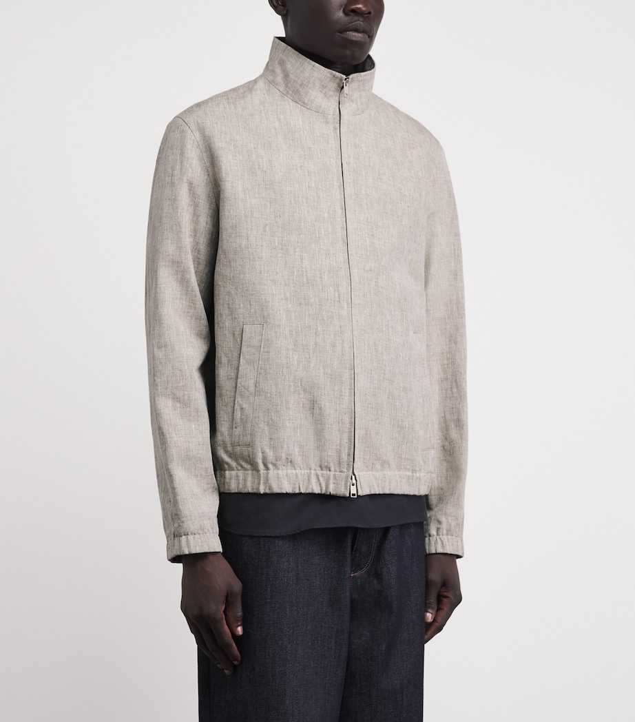 Yves Salomon Mens Linen Zip-Up Jacket Lin Image 4
