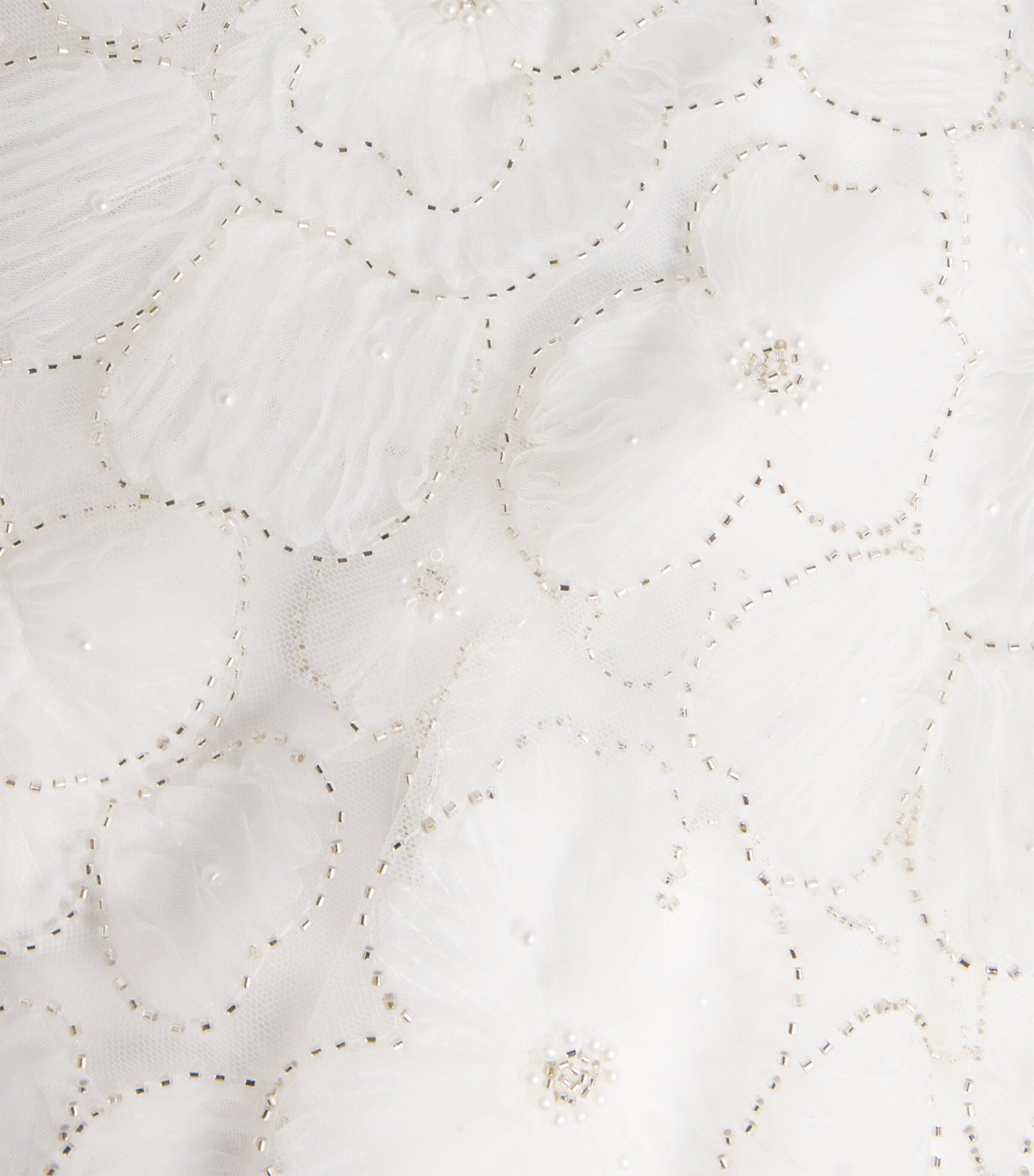 Tulle Embellished Tiered Midi Dress WHITE Image 5