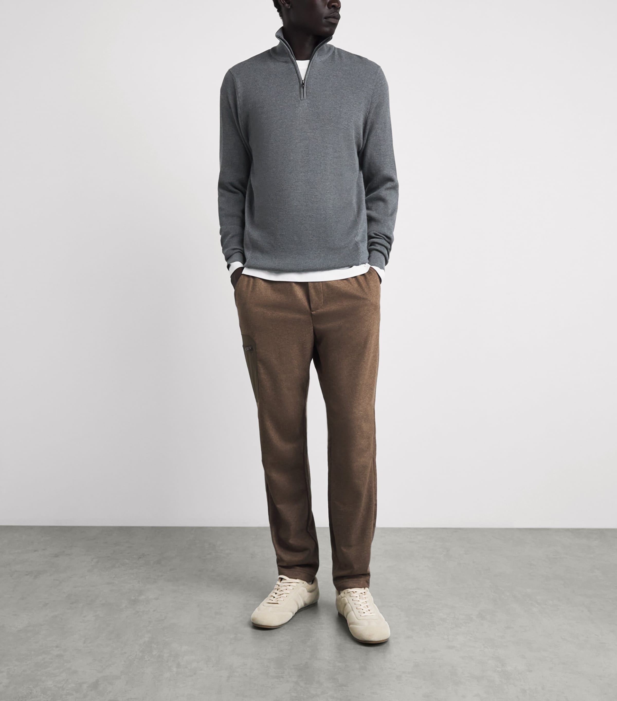 Sease Mens Wool Waffle-Knit Sweater Graphite Grey Image 2