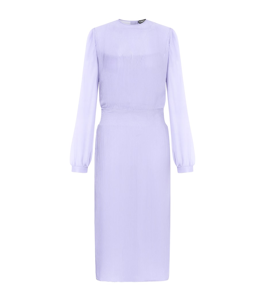 TOM FORD Womens Chiffon Plissé Midi Dress Vae Image 1