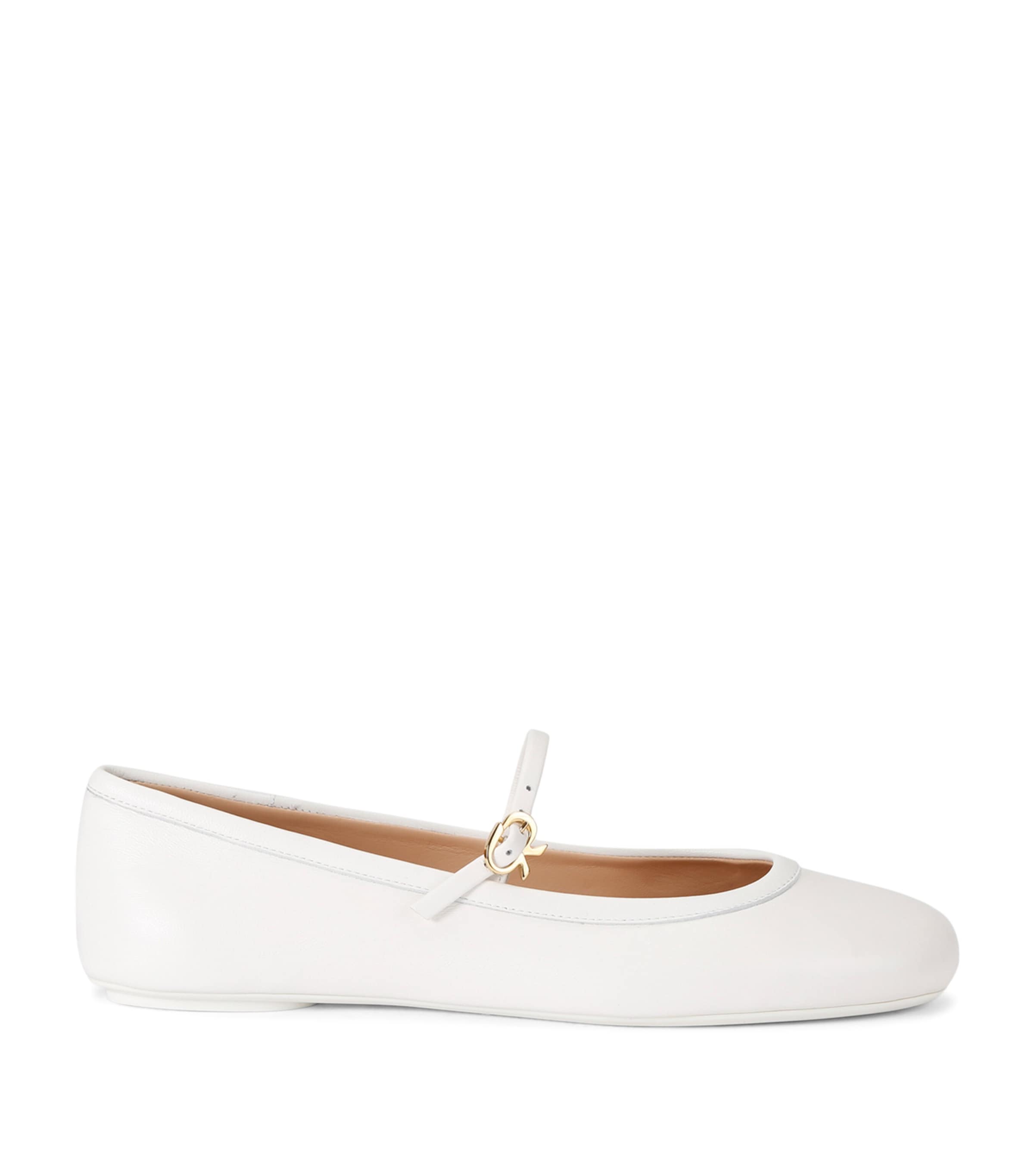 Shop Gianvito Rossi Leather Carla Ballet Flats In White