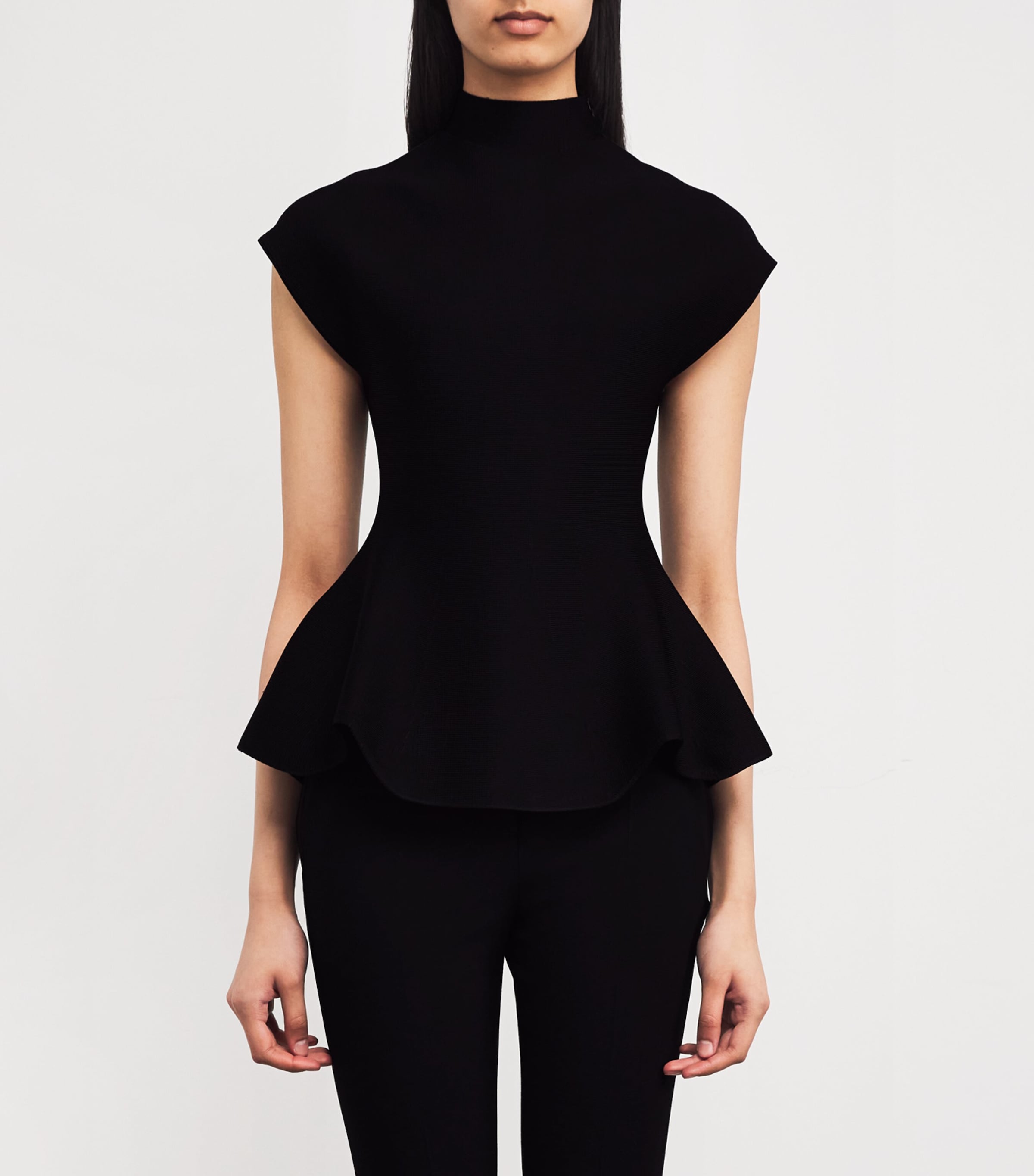 Khaite Womens Knitted Peplum Top Black Image 3