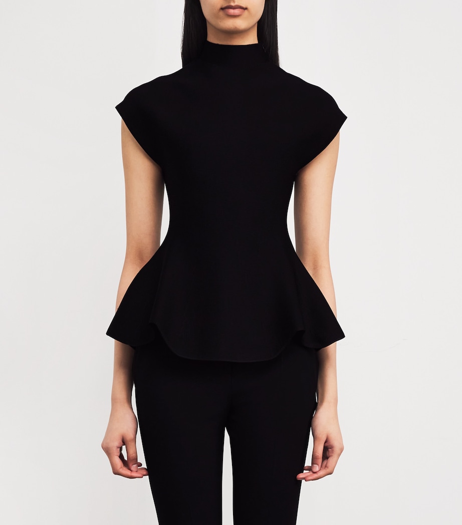 Khaite Womens Knitted Peplum Top Black Image 3