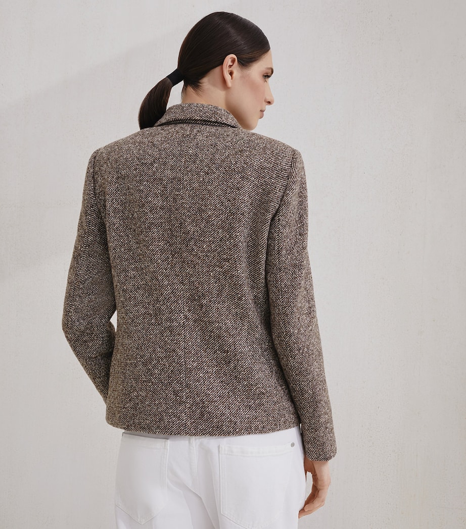 Virgin Wool-Silk Mélange Cropped Blazer C6321 Image 3