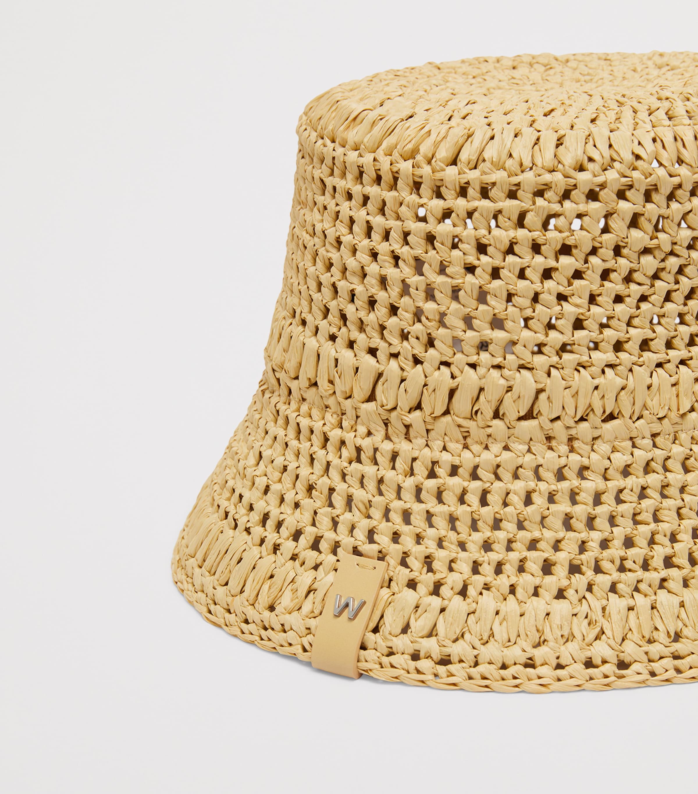 Classic Woven Bucket Hat with Gold Accent - Tan Raffia bucket hat · Cream, Black · Cap/hat | Massimo Dutti main image 2