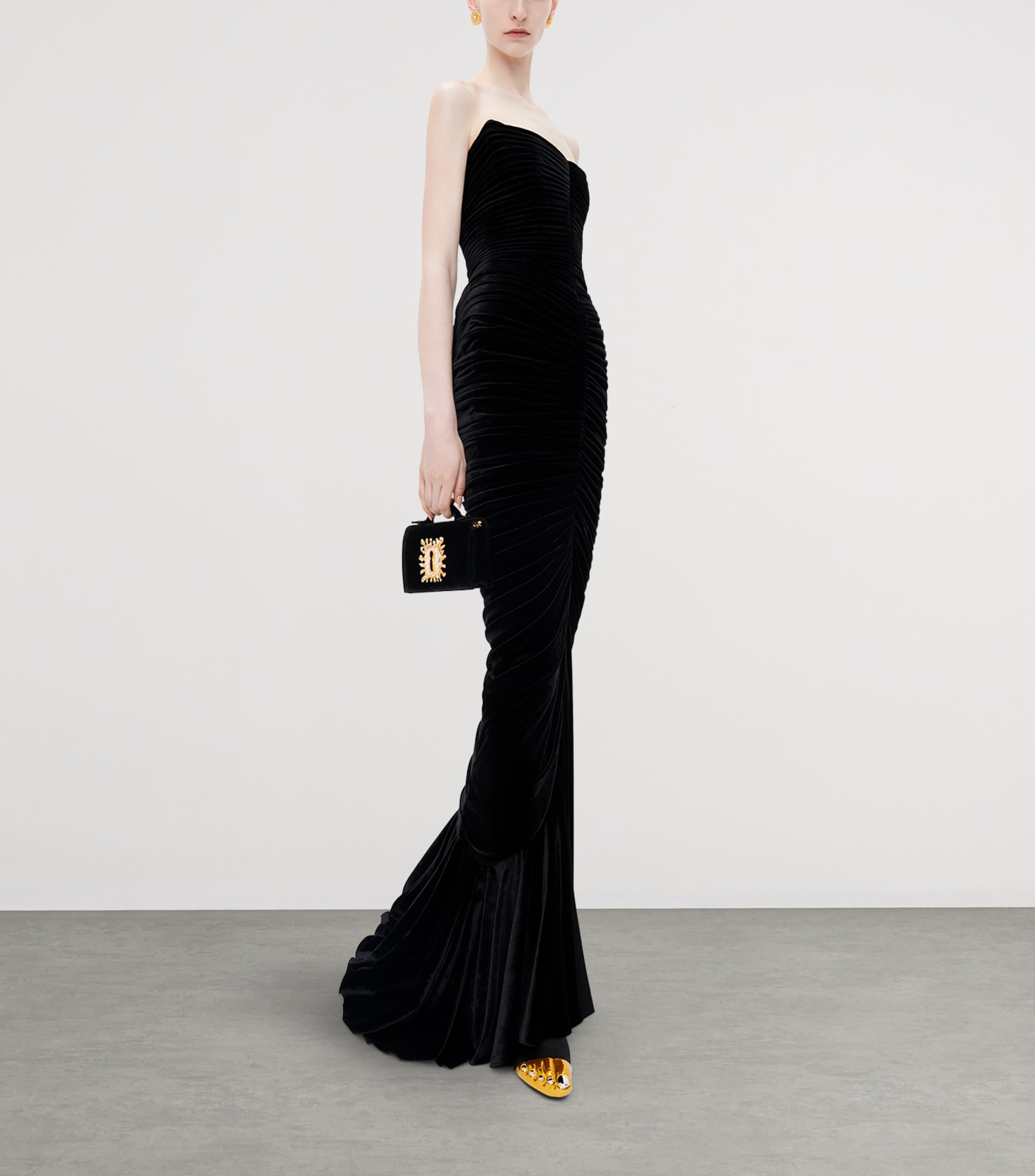 Schiaparelli Velvet Bijoux Clutch Bag Black Image 3