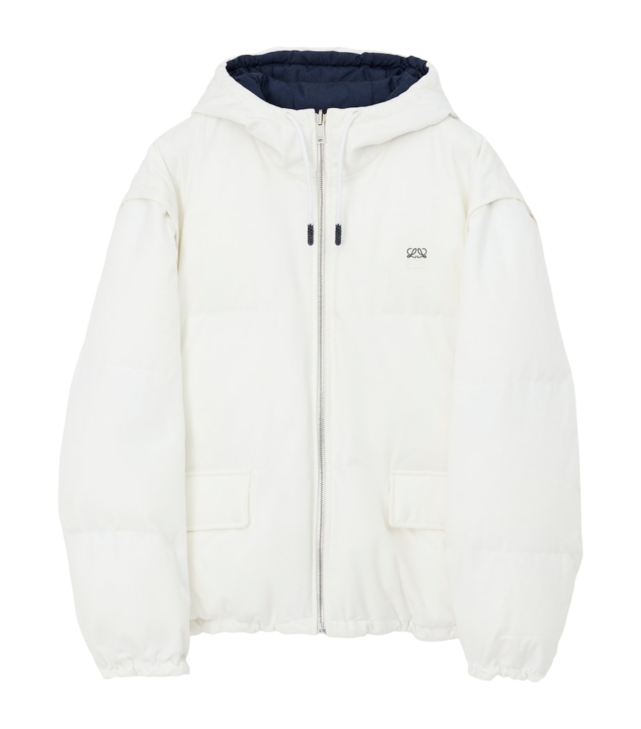 LOEWE Mens Reversible Padded Zip-Up Jacket White/navy Image 1