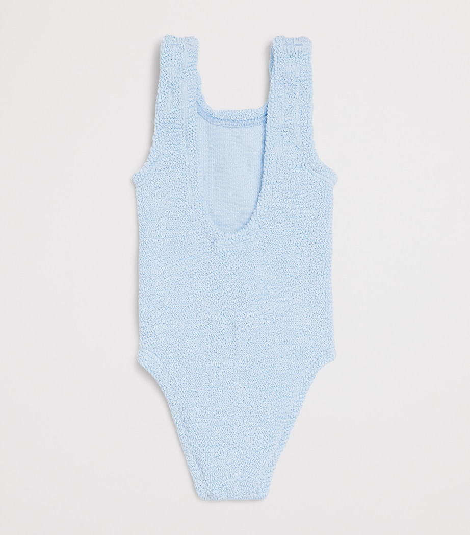 Hunza G Kids Crinkled Domino Swimsuit (2-6 Years) Metallic Ice Blue Image 2