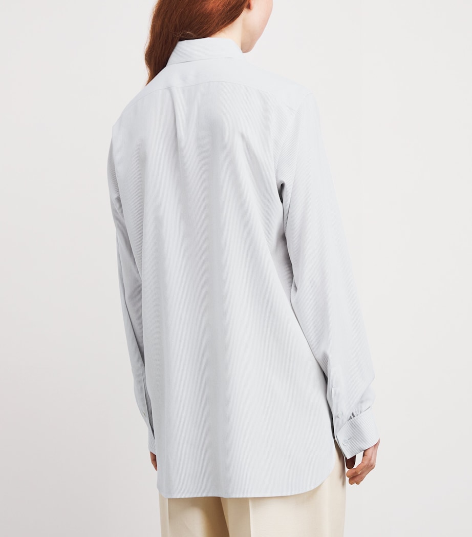 The Row Womens Fiora Silk Stripe Shirt White W/ Blue Image 4