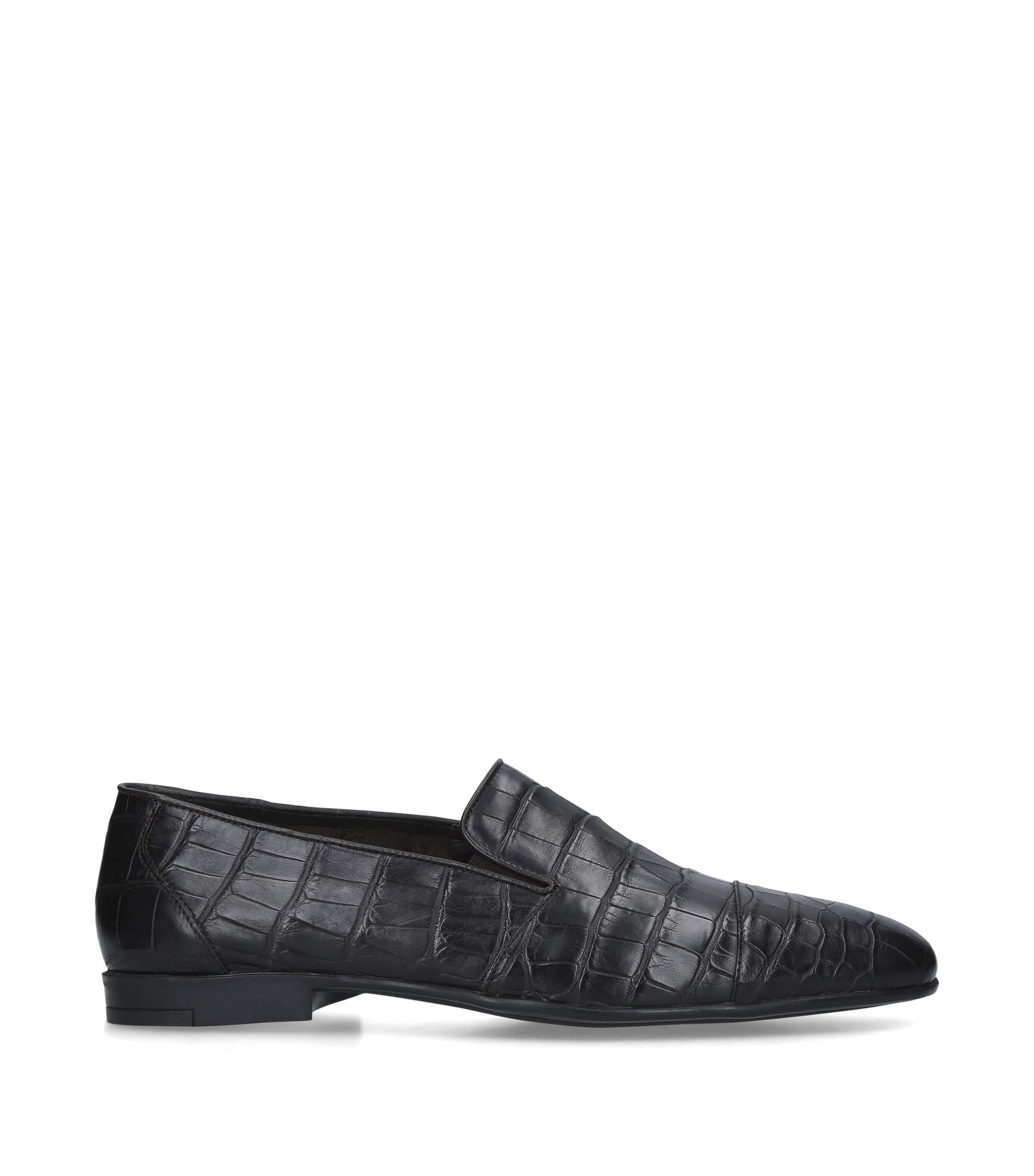 Brotini Crocodile Leather Slippers Dark Brown Image 3