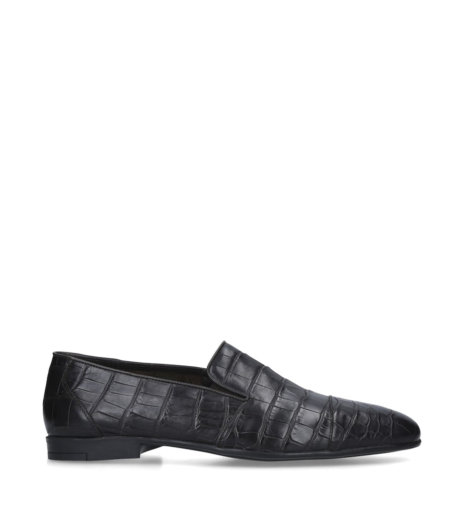 Brotini Crocodile Leather Slippers Dark Brown Image 3