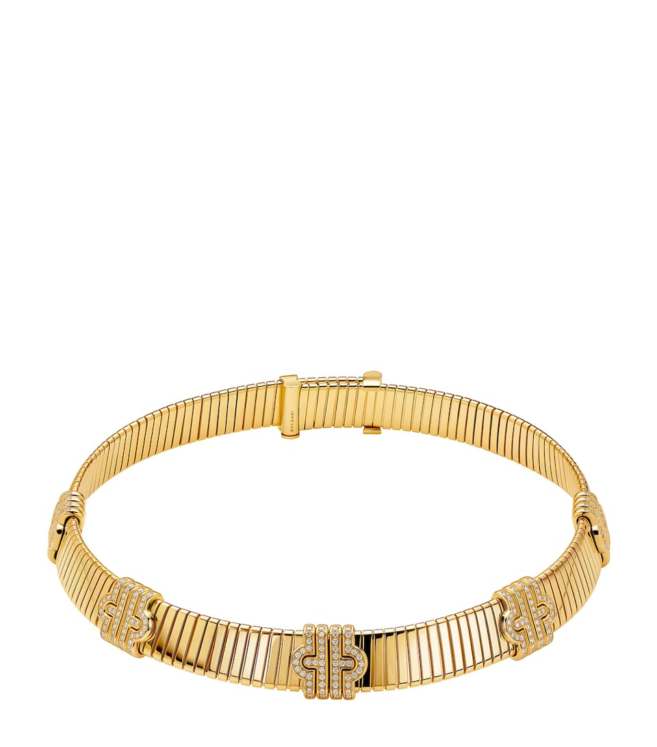 Yellow Gold and Diamond Tubogas Necklace