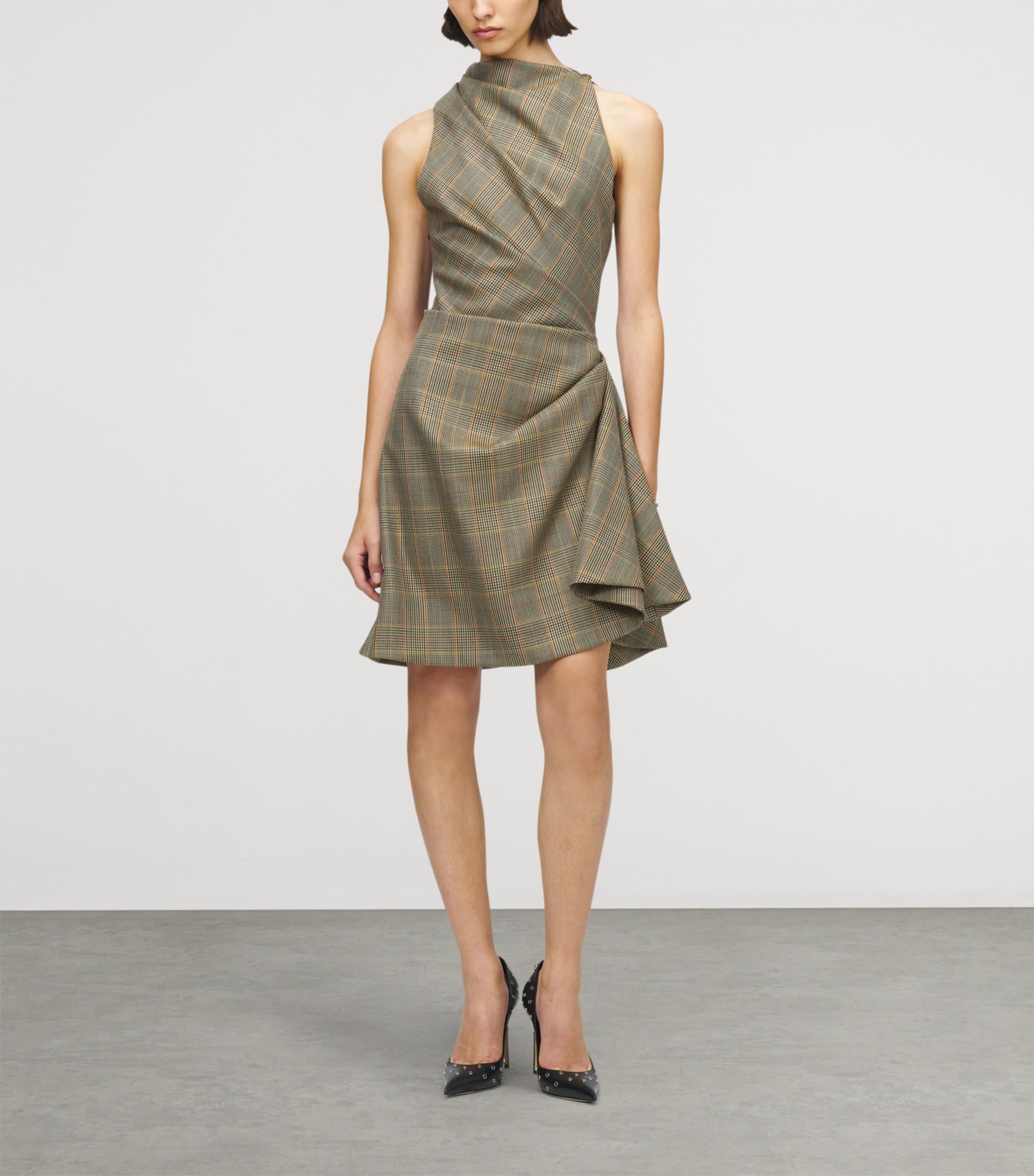 Wool Check Mini Dress 9101 Image 3