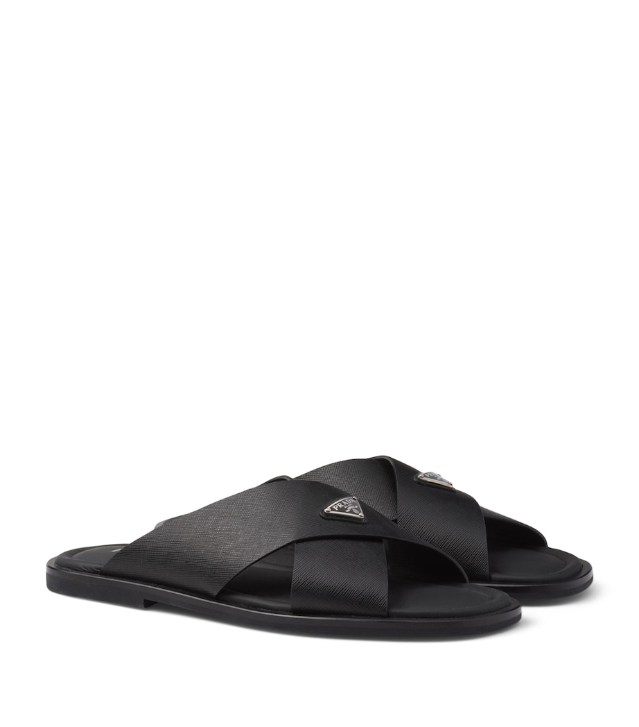 Saffiano Leather Crossover Sandals F0002 Image 1