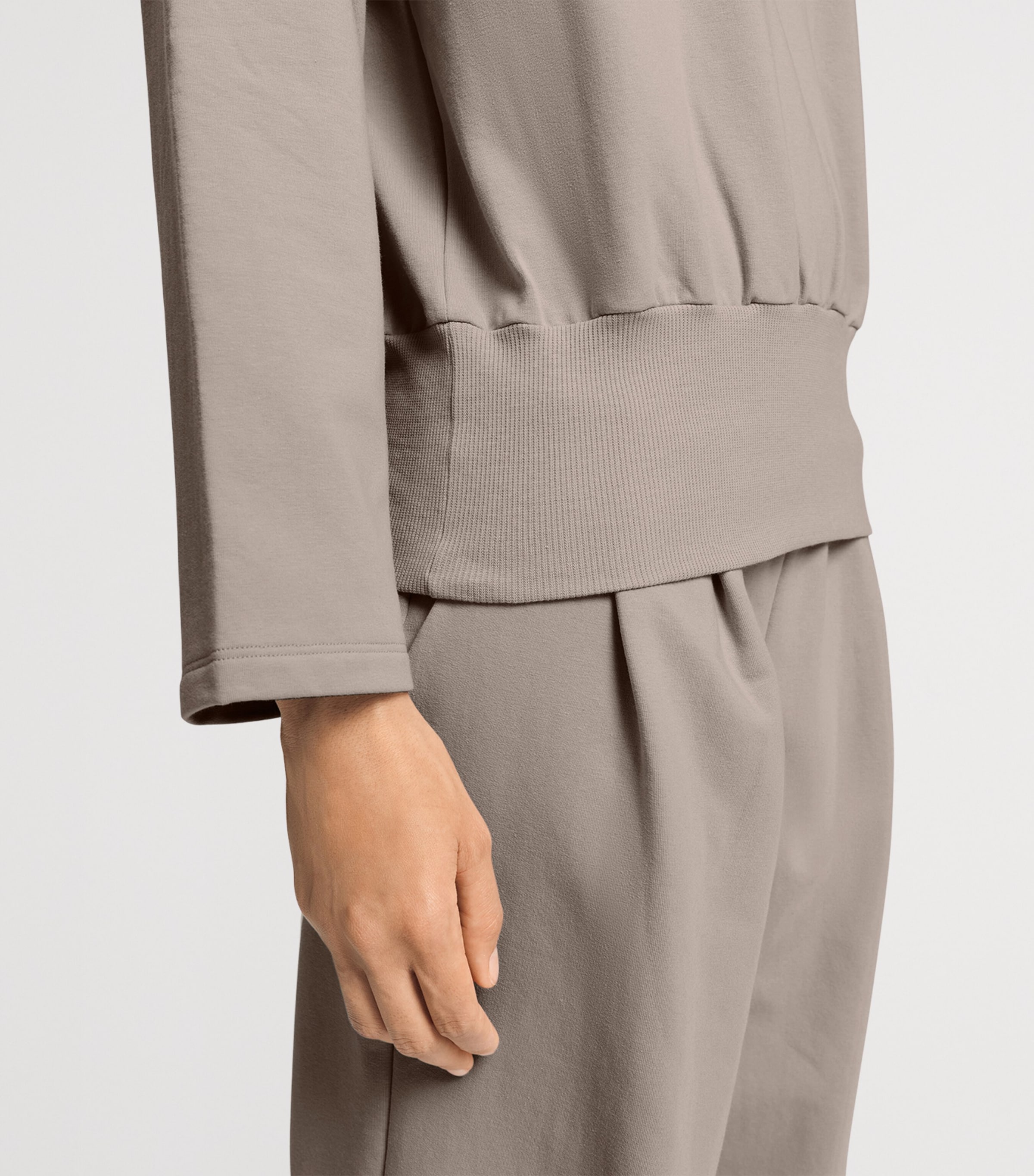 Hanro Womens Stretch-Cotton Natural Living Sweater Rose Grey Image 6