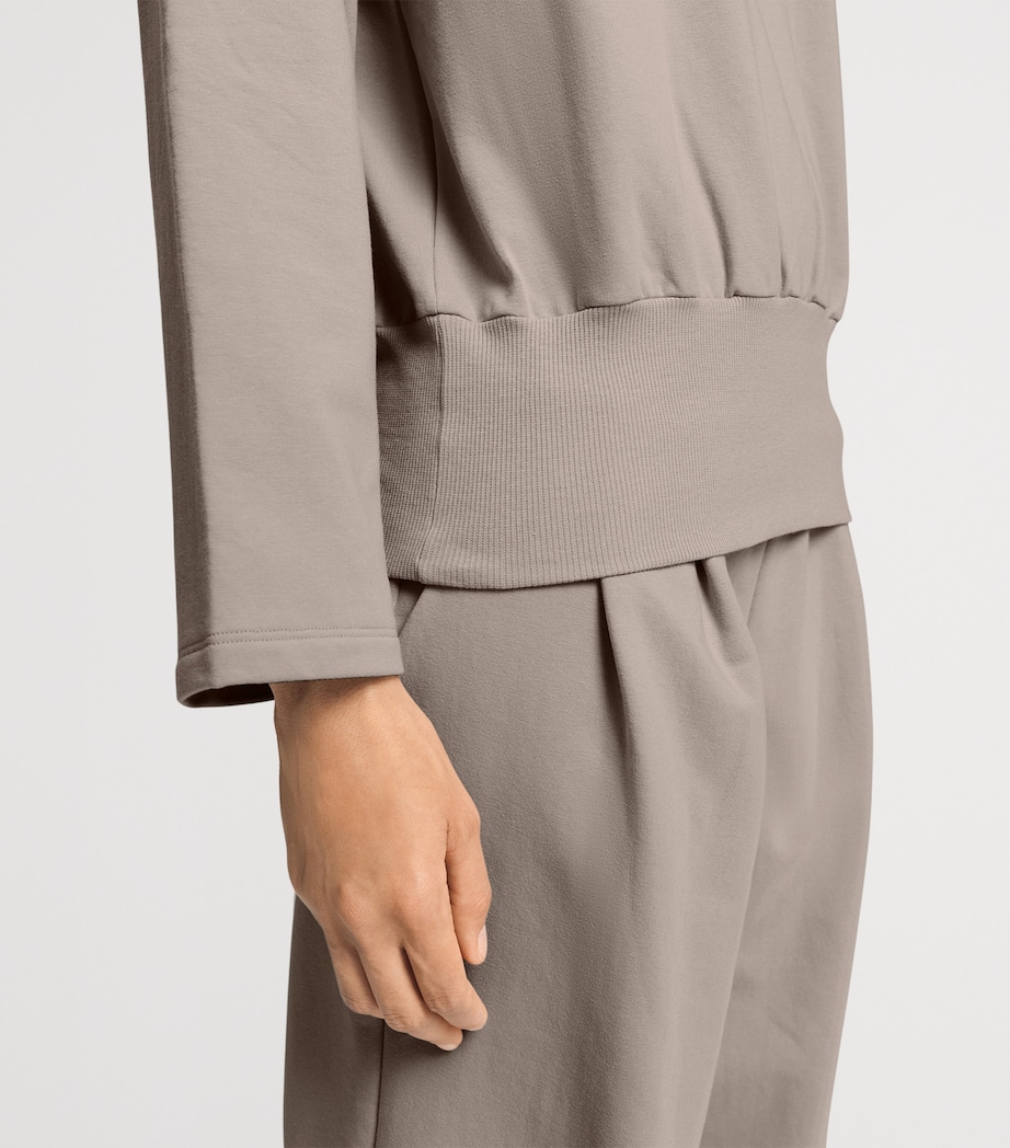 Hanro Womens Stretch-Cotton Natural Living Sweater Rose Grey Image 6