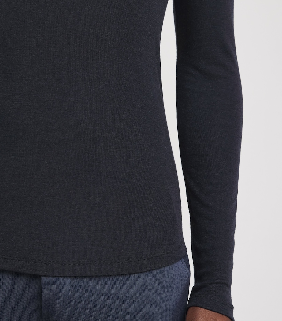 Silk-Cashmere Long-Sleeve T-Shirt 0019 BLACK Image 7