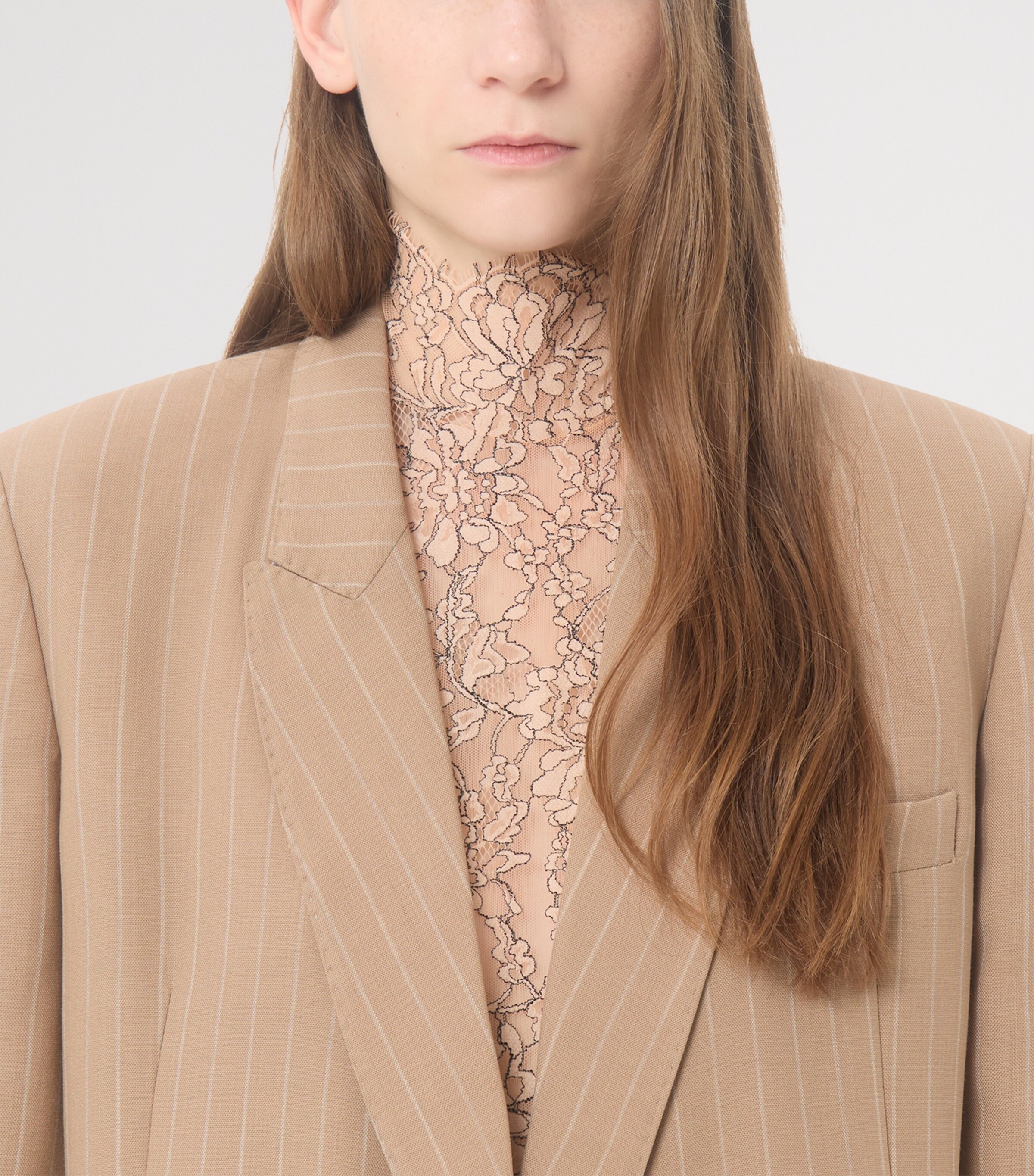 Valentino Womens Virgin Wool Pinstripe Blazer Image 7