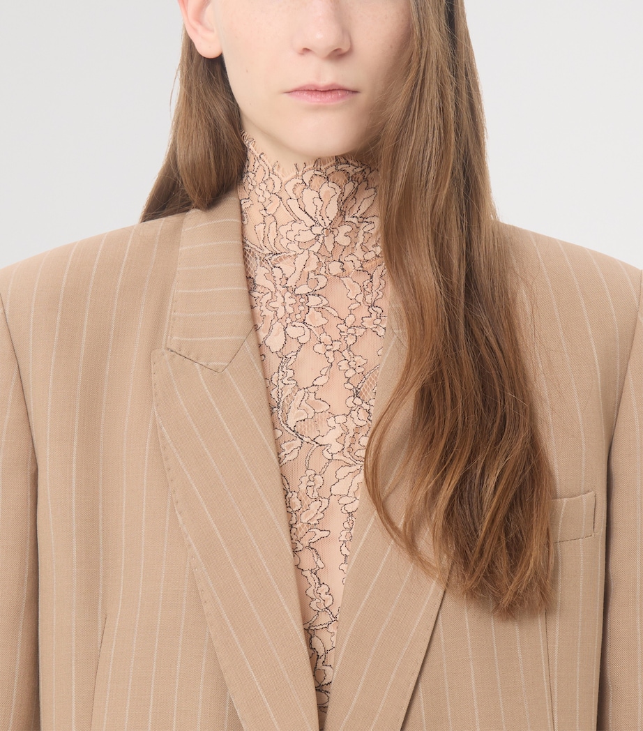 Valentino Womens Virgin Wool Pinstripe Blazer Image 7