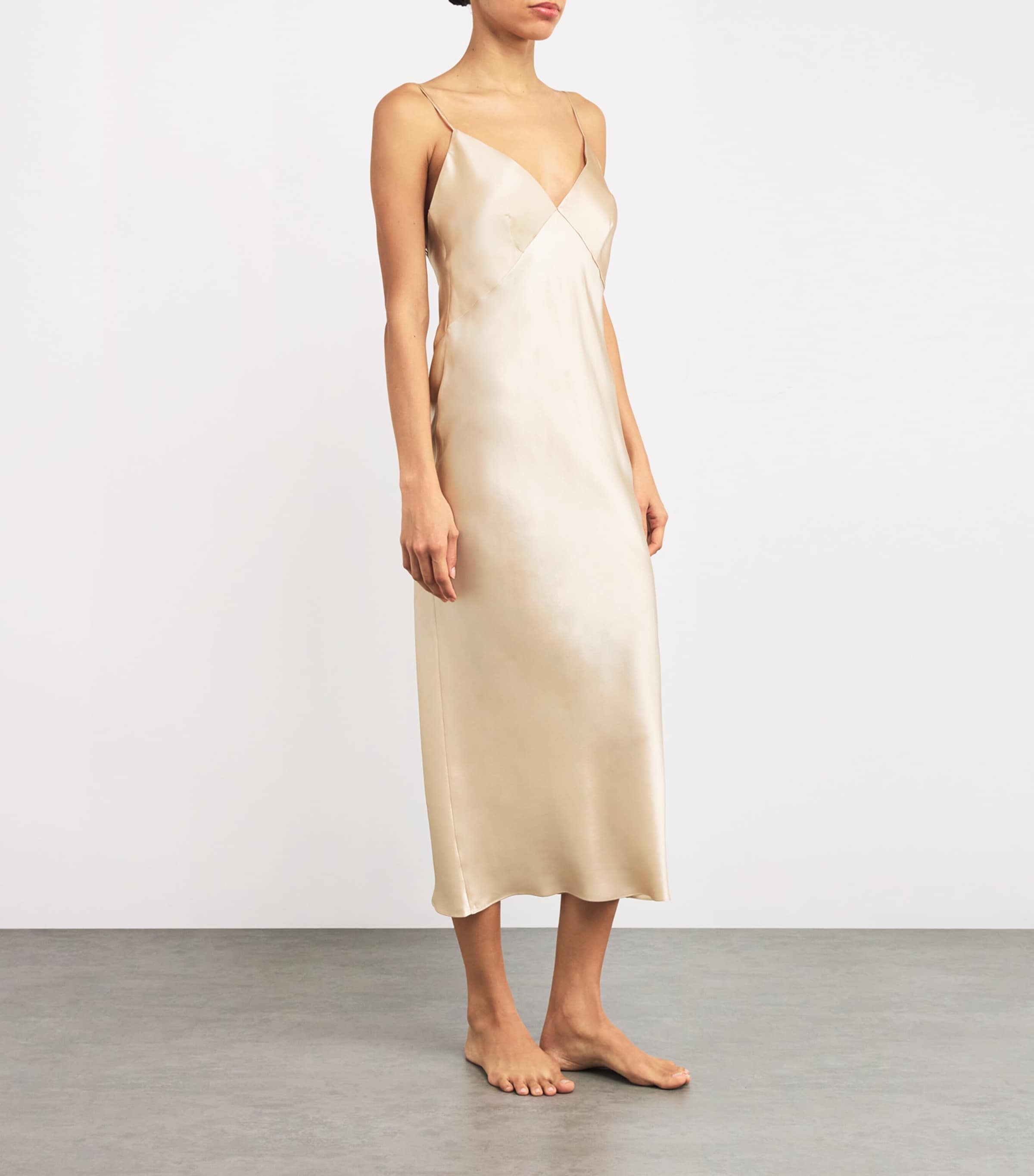 Silk Issa Slip Dress CARAMEL Image 2