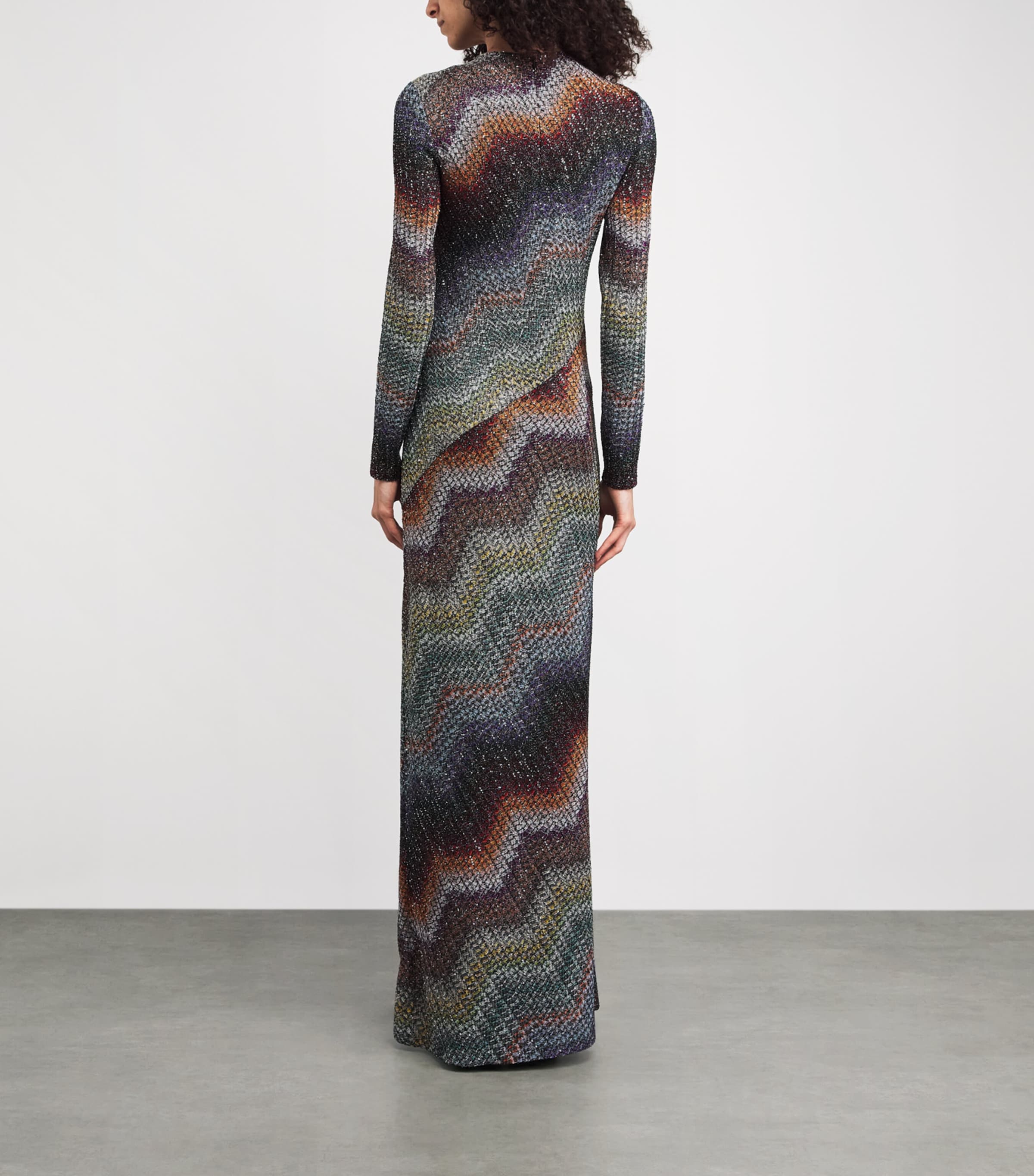 Missoni Womens Sequin Zigzag Maxi Dress Multi Dark Image 5