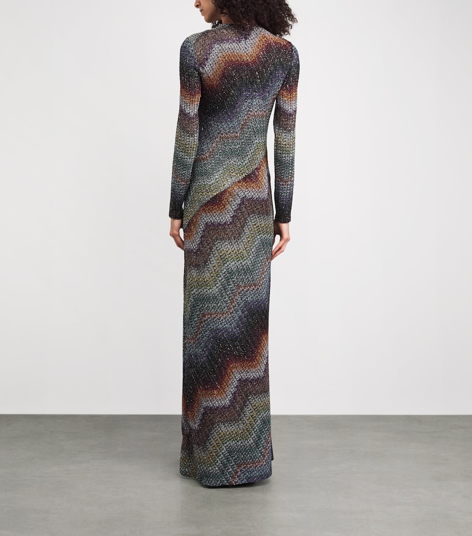Missoni Womens Sequin Zigzag Maxi Dress Multi Dark Image 5