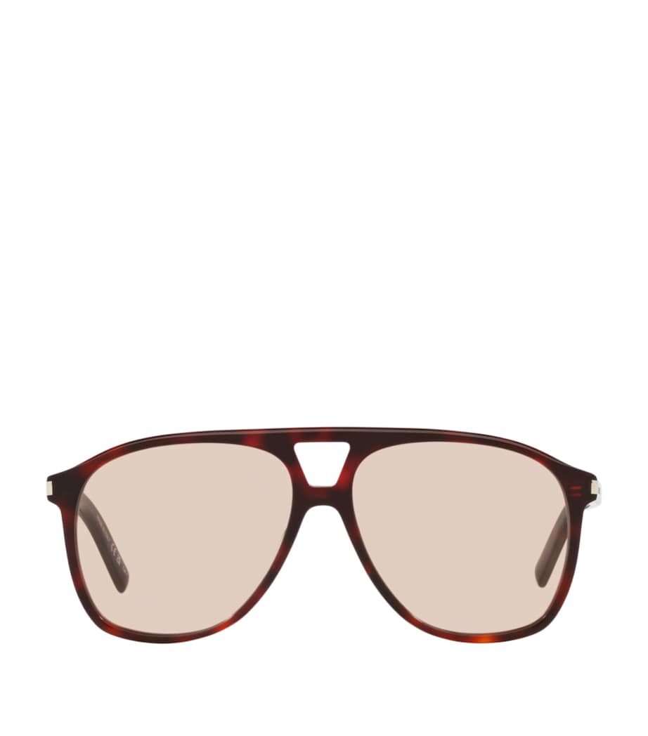 Saint Laurent Tortoiseshell SL 596 Dune Rectangular Sunglasses Brown Image 1