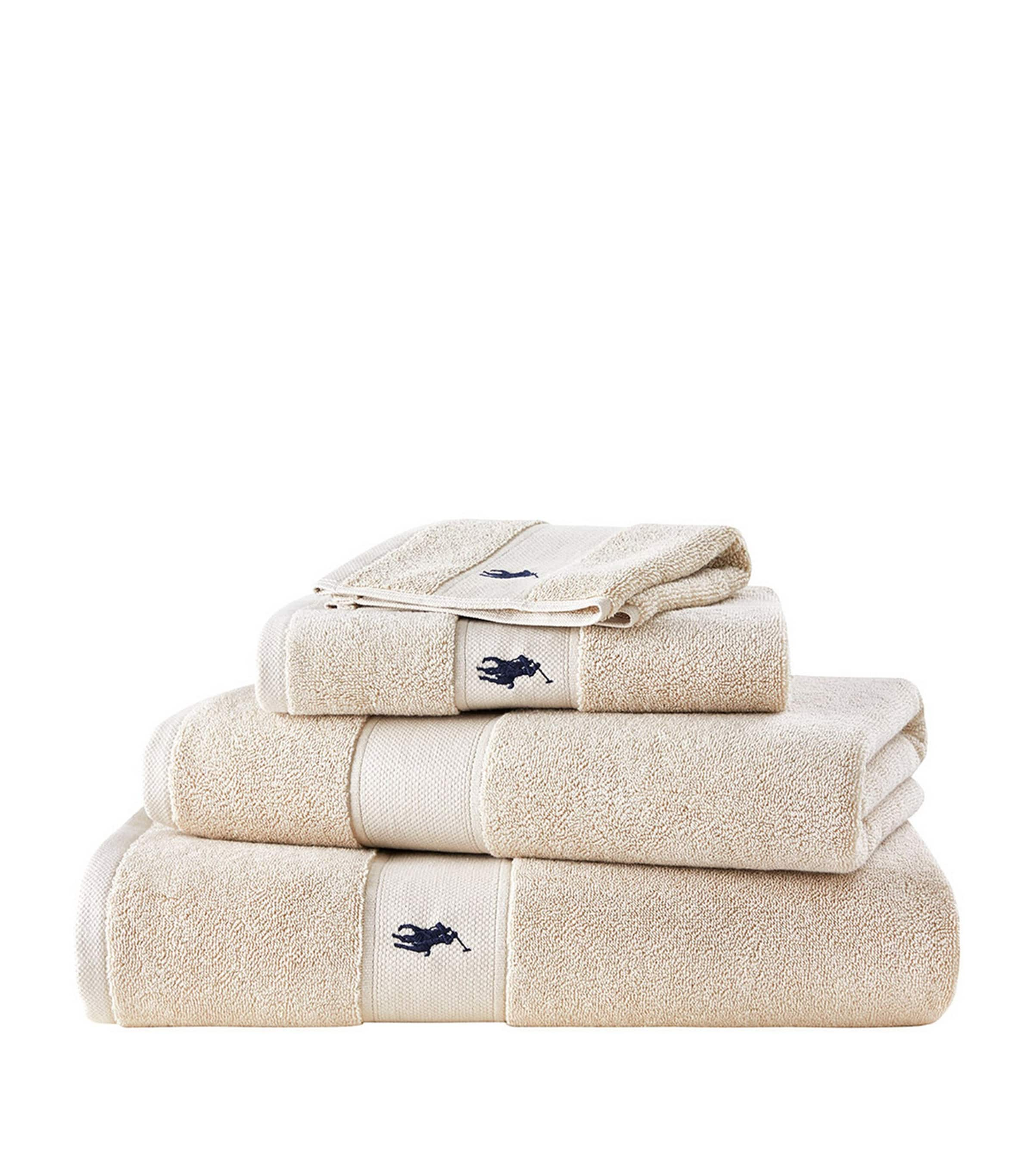 Shop Ralph Lauren Polo Player Hand Towel In Beige