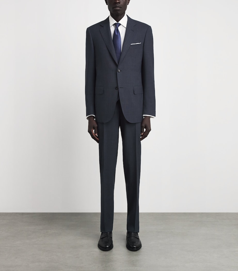 Canali Mens Wool 2-Piece Suit Navy Image 4