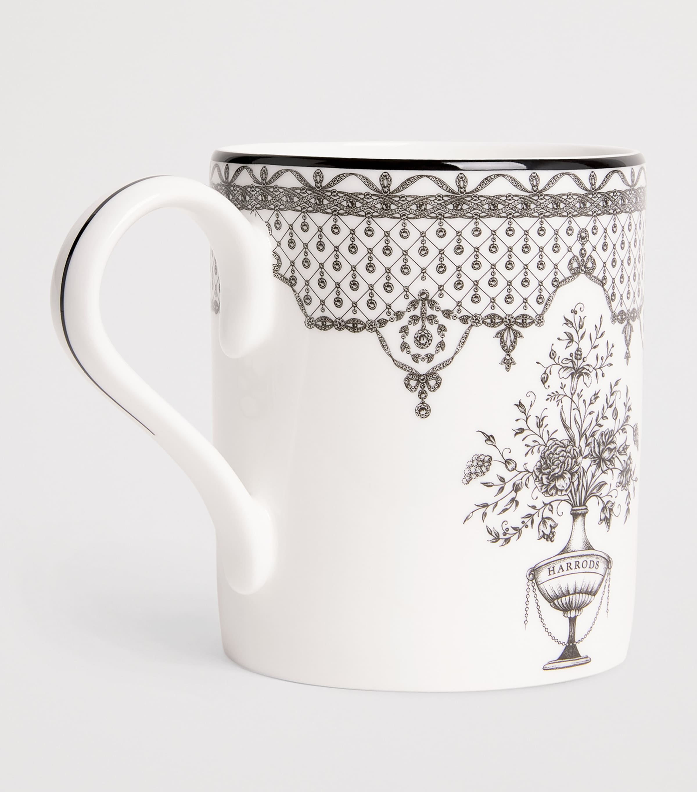 Harrods Bone China Archive Lace Mug White Image 2