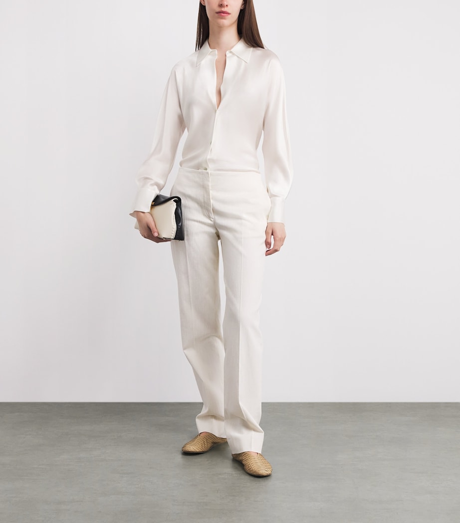 Vince Womens Silk Bias Blouse Off White Image 2