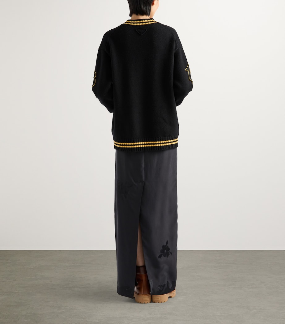 Wool-Cashmere Varsity Cardigan F0002 Image 3