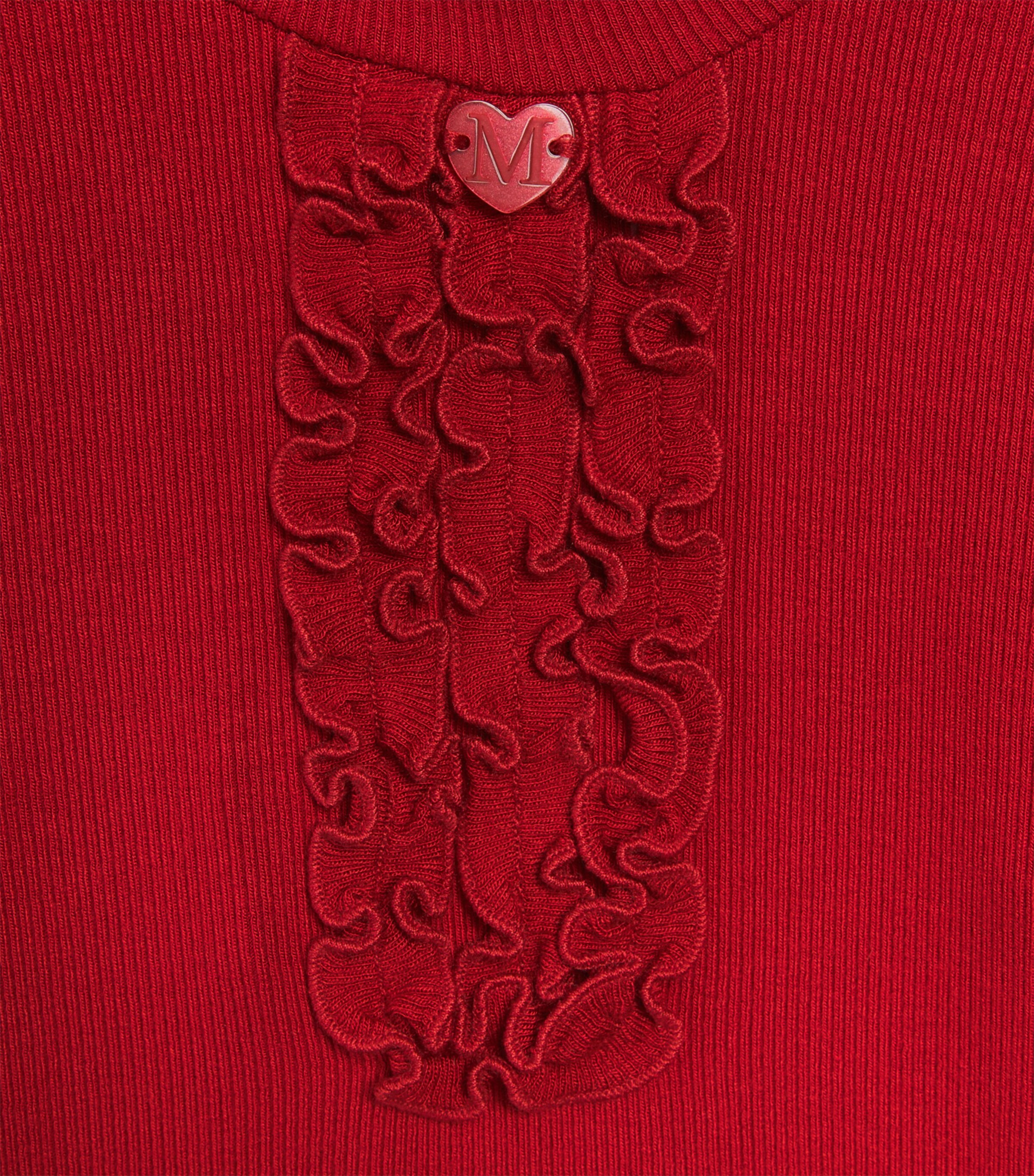 Monnalisa Ribbed Ruffle Rollneck Top (2-12 Years) Rubino Image 3