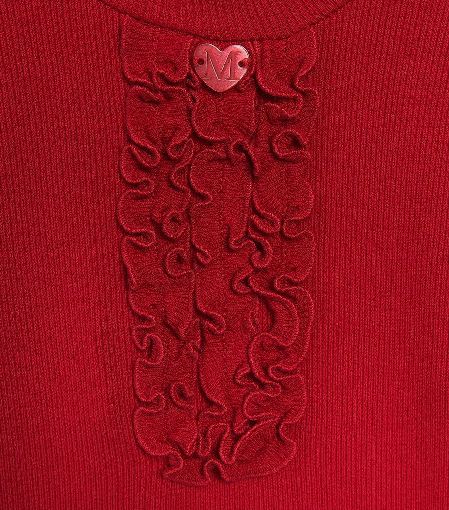 Monnalisa Ribbed Ruffle Rollneck Top (2-12 Years) Rubino Image 3