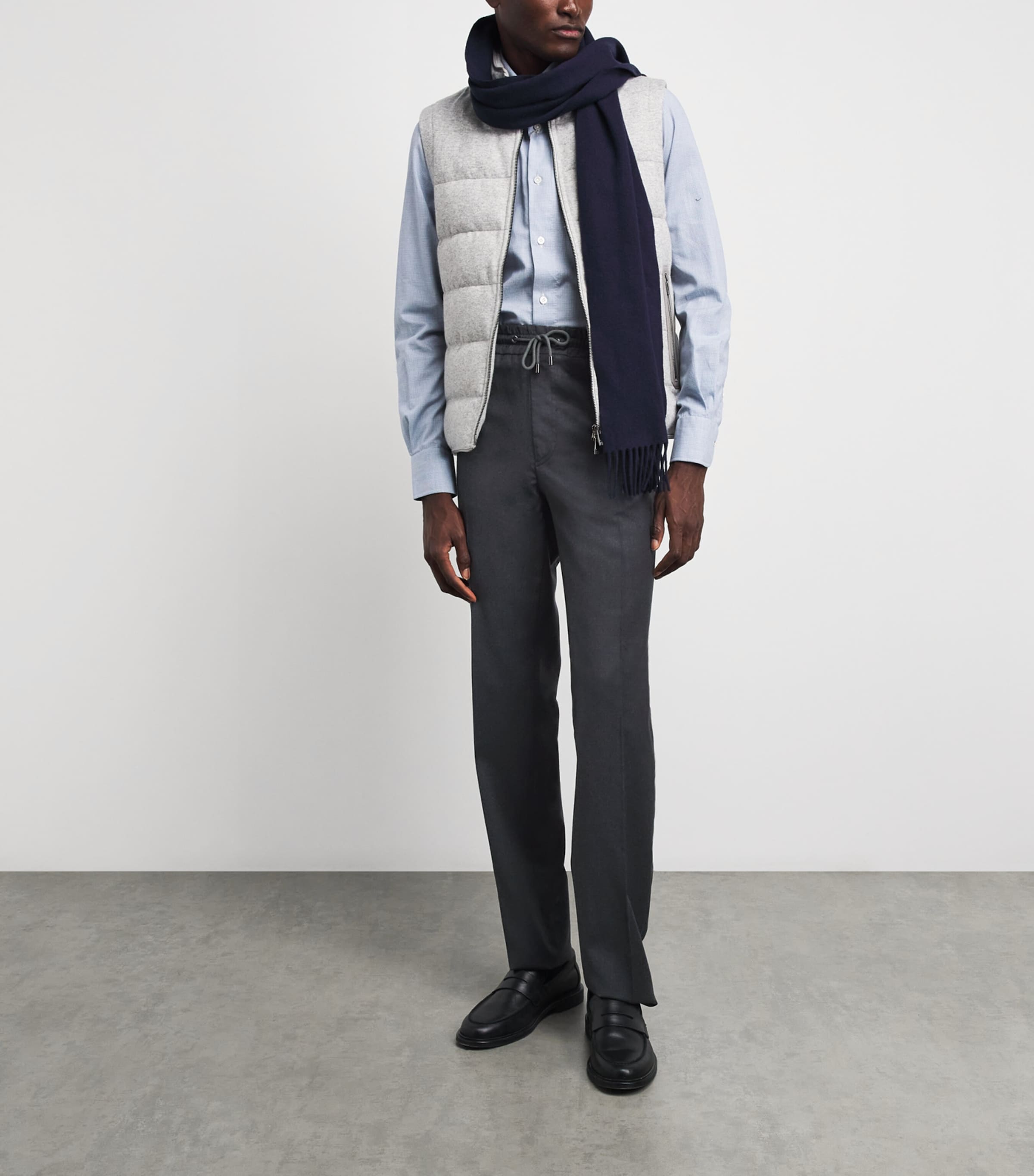 Pal Zileri Mens Stretch-Virgin Wool Drawstring Trousers Grey Image 2