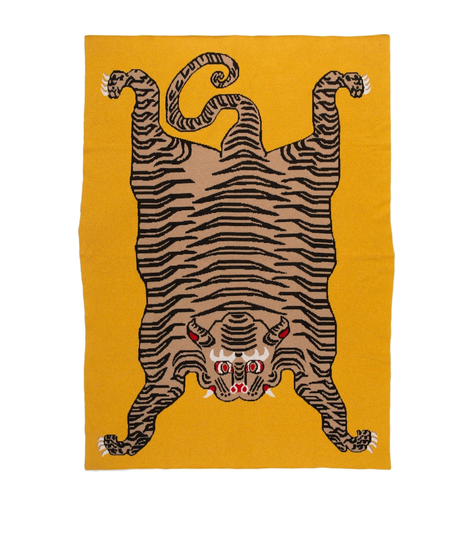 Cashmere Tiger Blanket (260cm x 260cm) MUSTARD Image 1