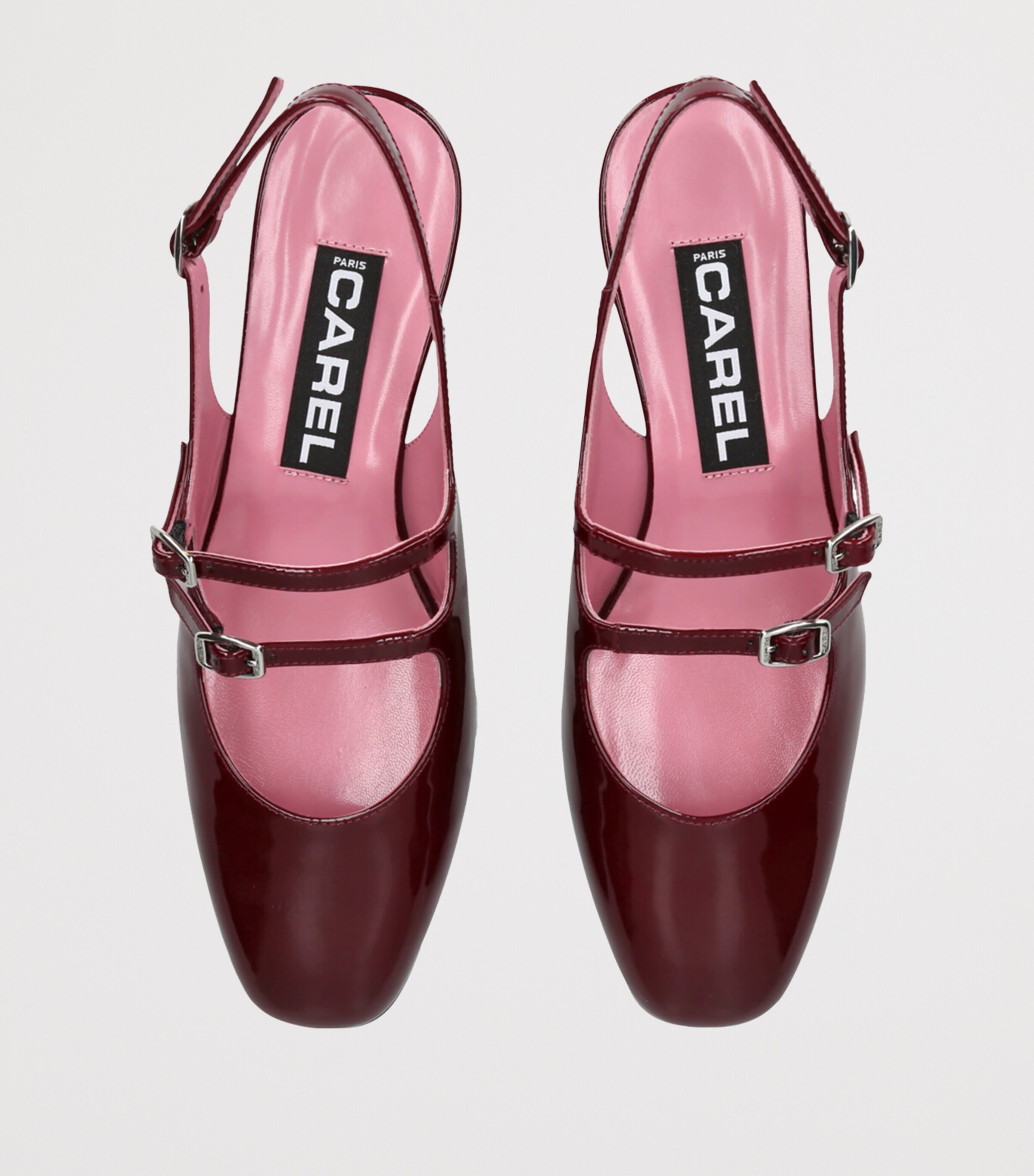 Carel Patent Leather Peche Slingback Pumps Wine Image 5